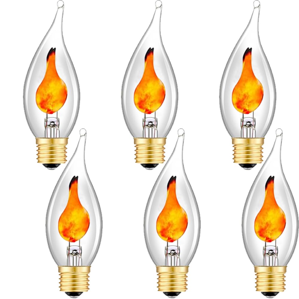 Wuluretoos Flickering Flame Light Bulb, E26 Base Decorative Bulb for Halloween & Christmas, 3 Lighting Modes (Flicker/Breathing/Steady), Indoor/