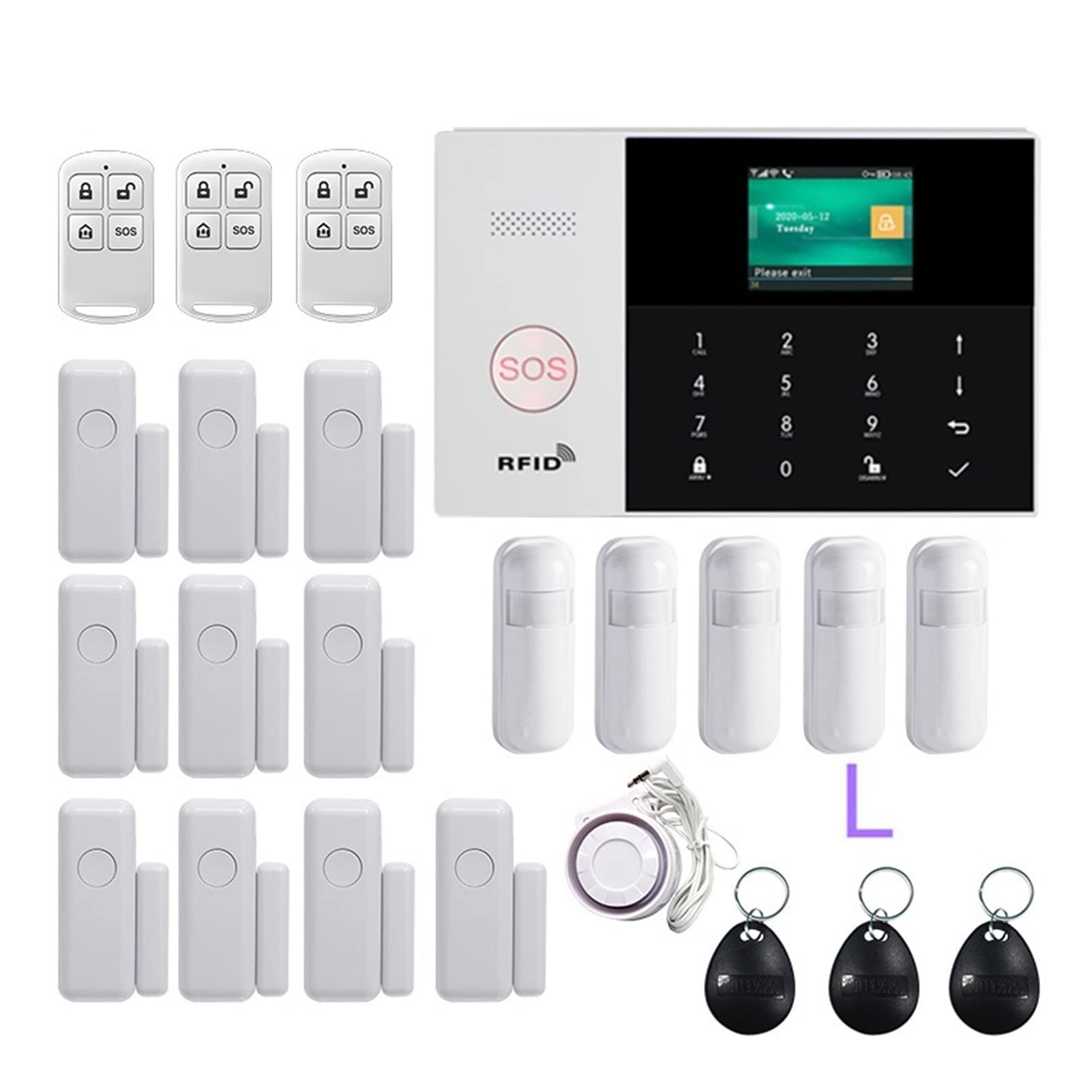 Sistema di allarme di sicurezza, WiFi GSM. di allarme sicurezza 433MHz App. Controllo Lcd. Toccare con Piring Rilevatori del sensore Kit for la casa wireless(Set-L)