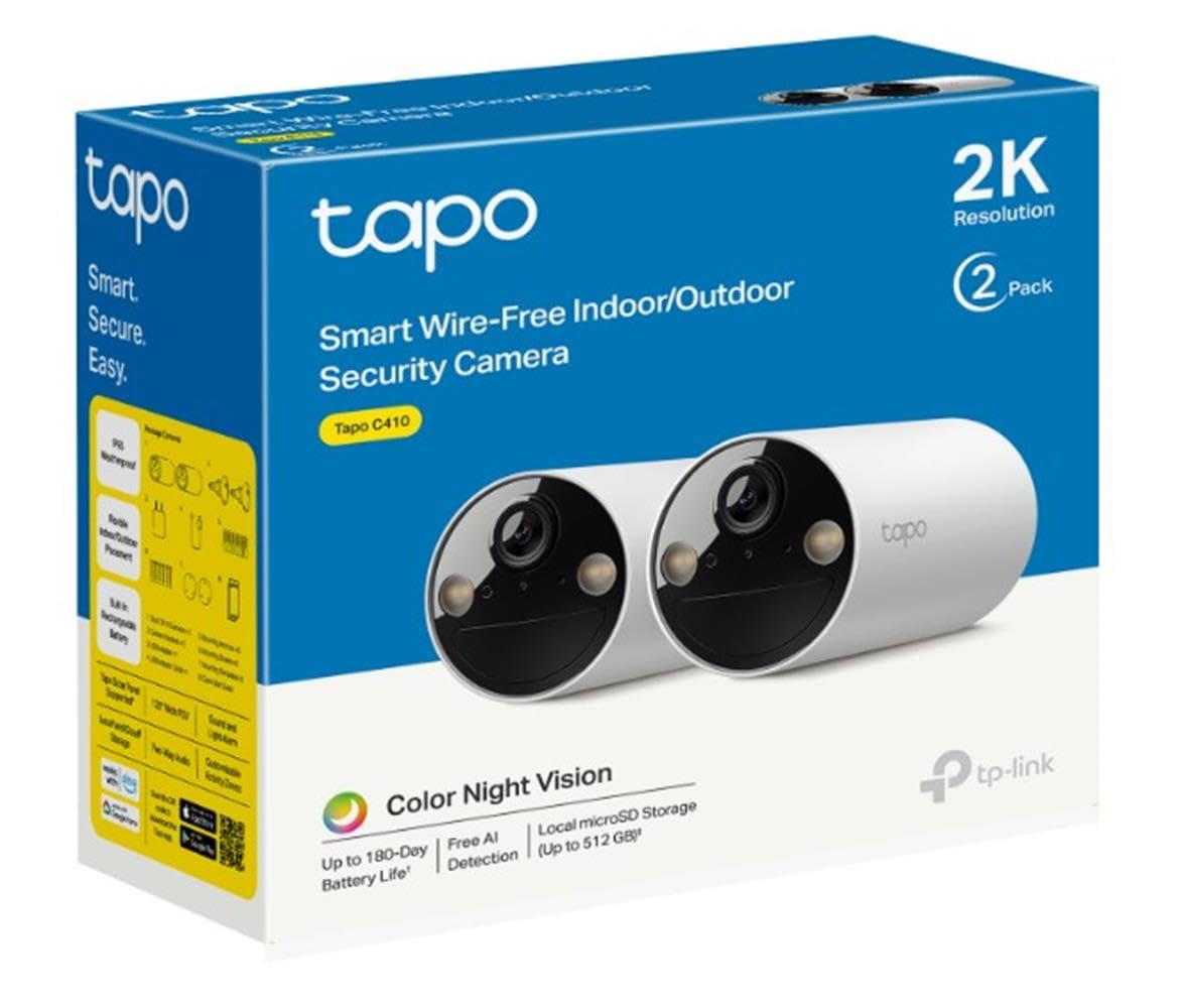 Tapo TP-Link C410 2-pack, 2K 3MP, Renkli Gece Görüşü, Şarj