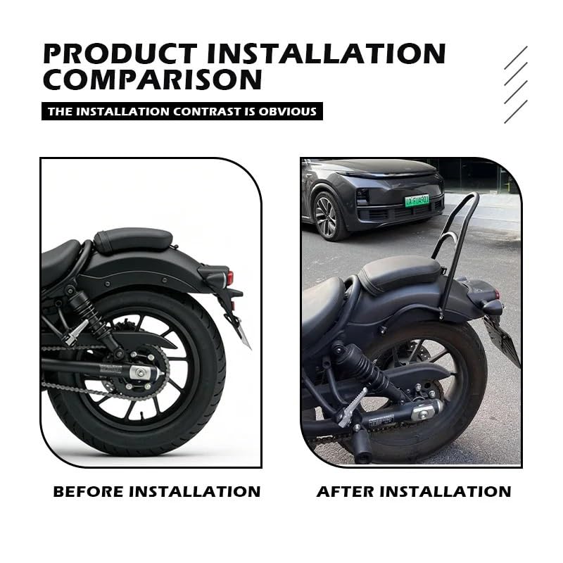 Sissy Bar de Acero Compatible con CM300 CM500 Reposabrazos y Cojín Premium 6