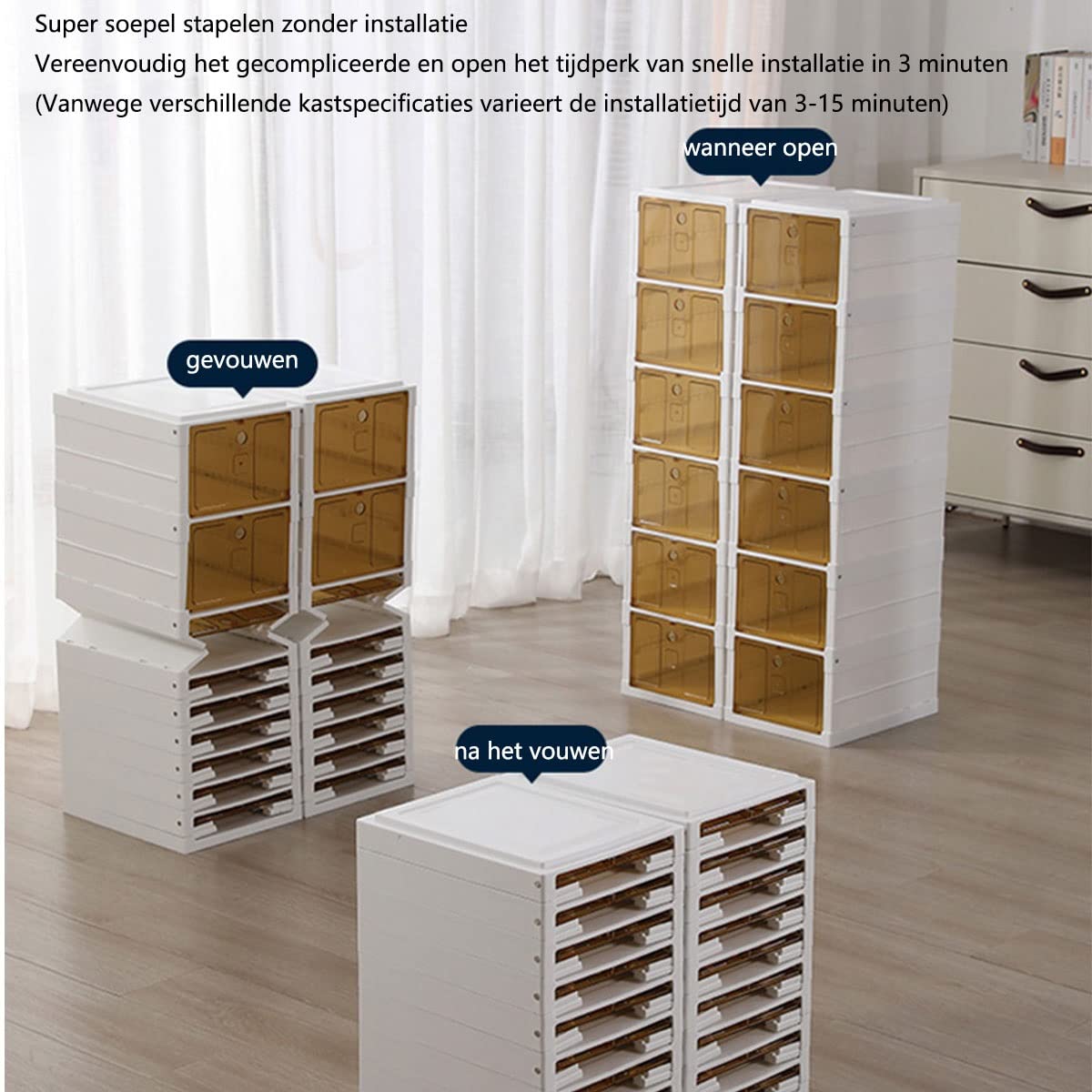 Cajas De Zapatos, Paquete De Cajas De Almacenamiento De Zapatos Transparentes, Cajas para Zapatos De Plástico Plegable,33.5cmx26.5cmx18.5cm por Casillero, para Zapatos, Tacones Altos (Color : Bianco