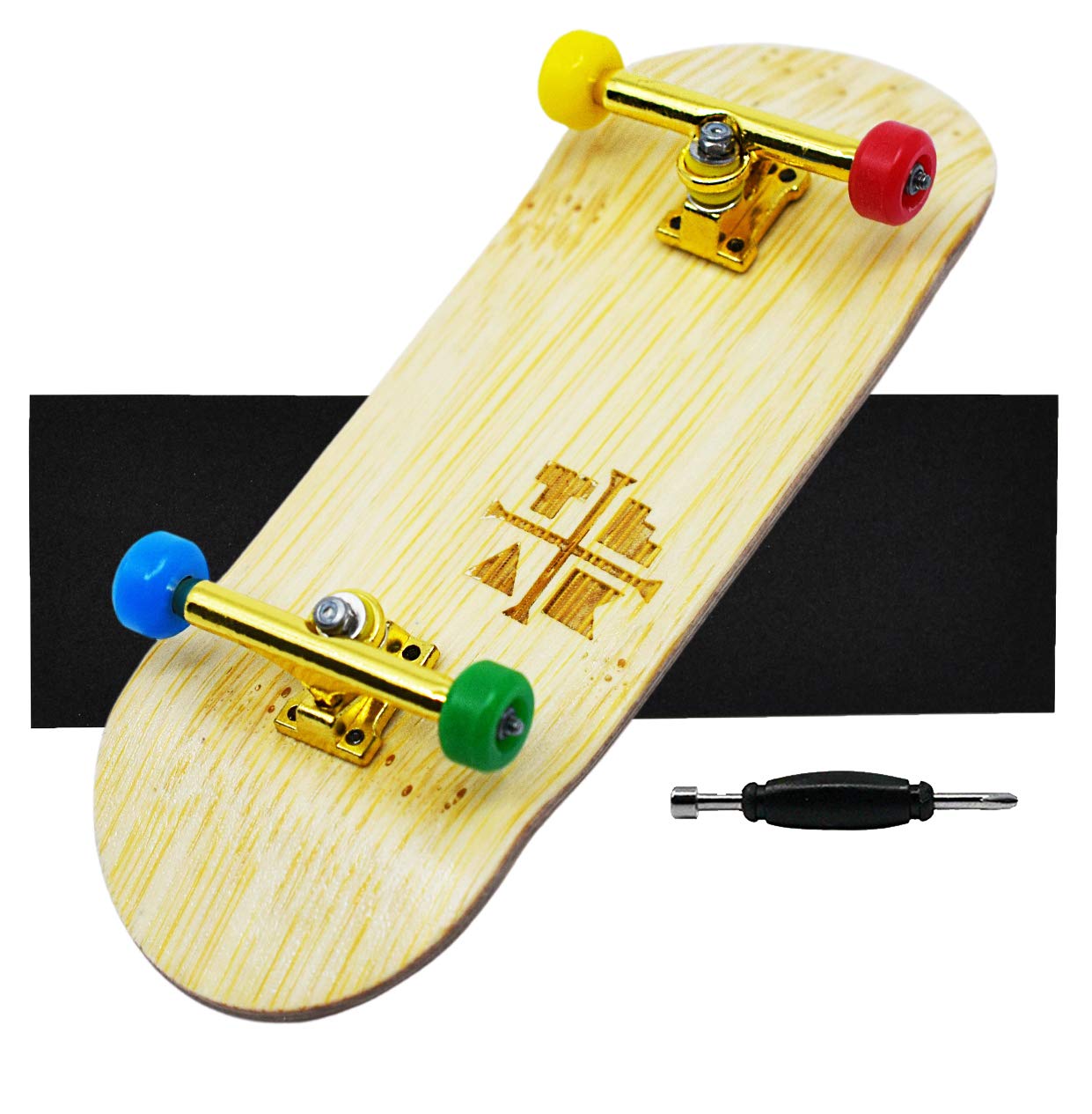 Teak Tuning34mm Pro Fingerboard Complete - Fully Assembled with Pro Level Components - Pro Shaped Wooden Deck (34x97mm), UltraSpin Bearing Wheels, Prodigy Gen2 Trucks