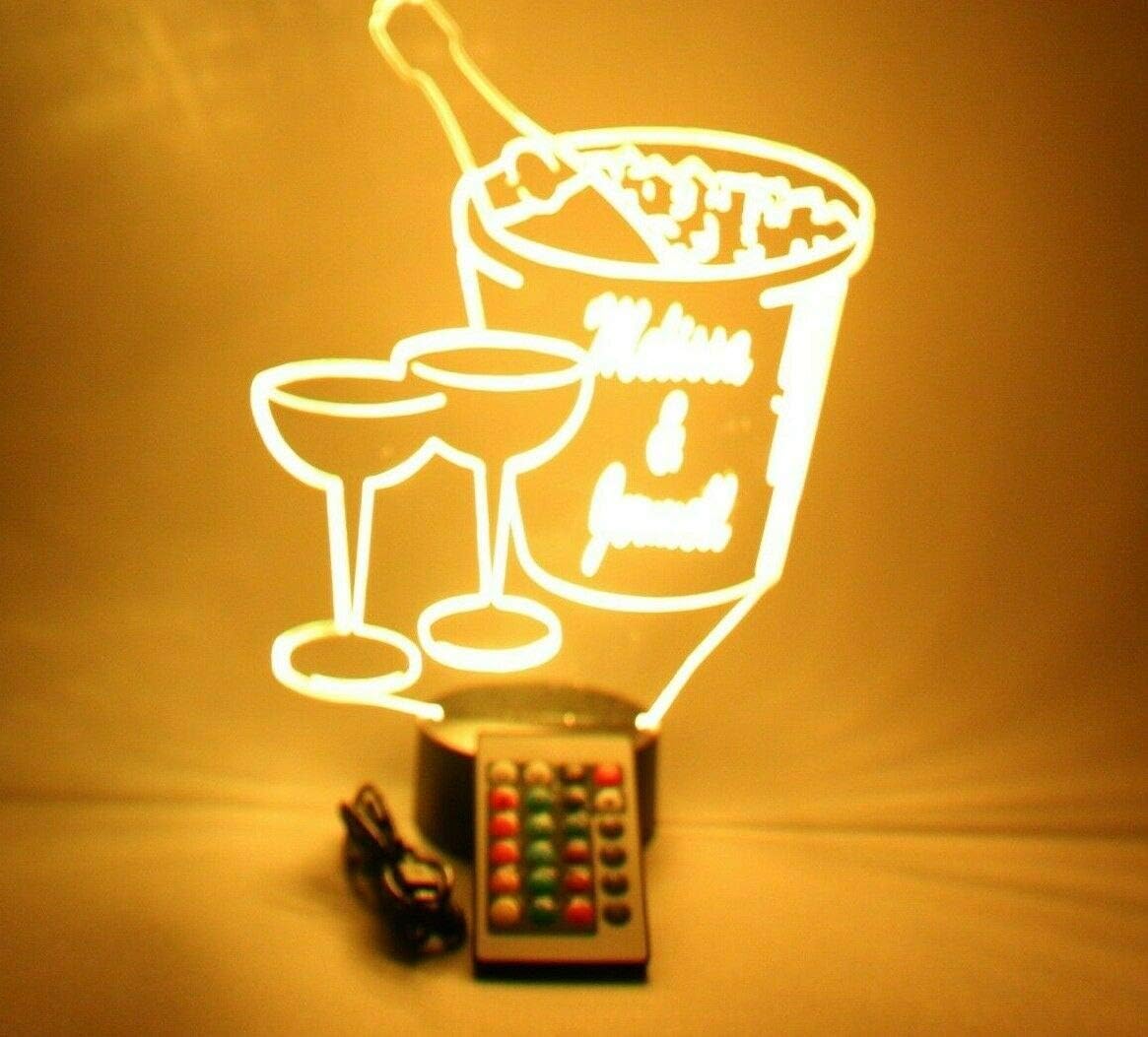 MIRROR MANIA Champagne, Glasses, Wine and Ice Bucket Light Up Lamp LED Personalized Desk Light Engraved Table Lamp - It's Wow, with Remote, 16 Color Options, Dimmer, Free Engraved, Great Gift