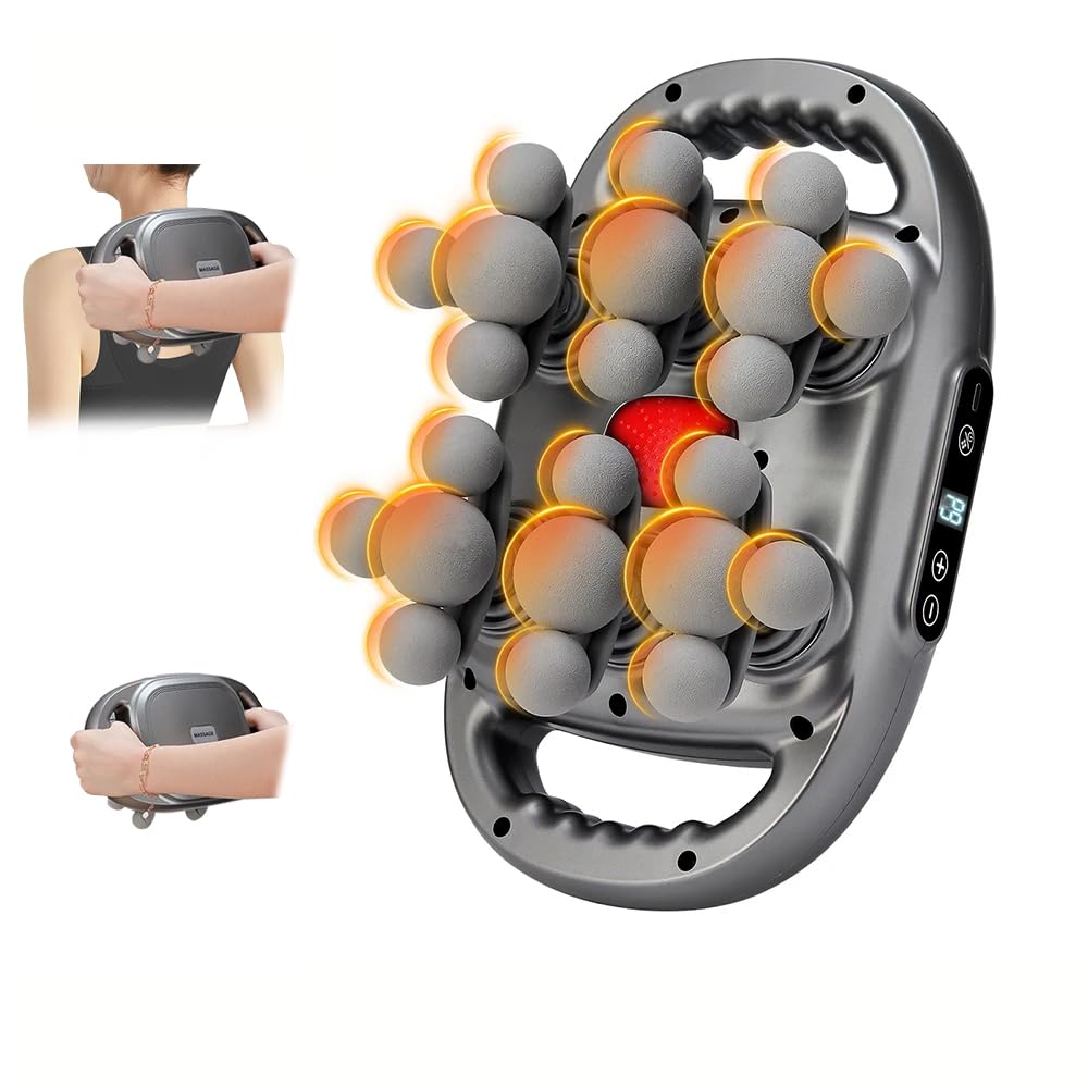 Pistolet de Massage Professionnel à 22 Têtes, Pistolet de Massage pour Massage Musculaire, 9 Modes & 9 Vitesses, pour Jambes, Bras, Taille, Dos, Fesses et Corps Entier (Gris)