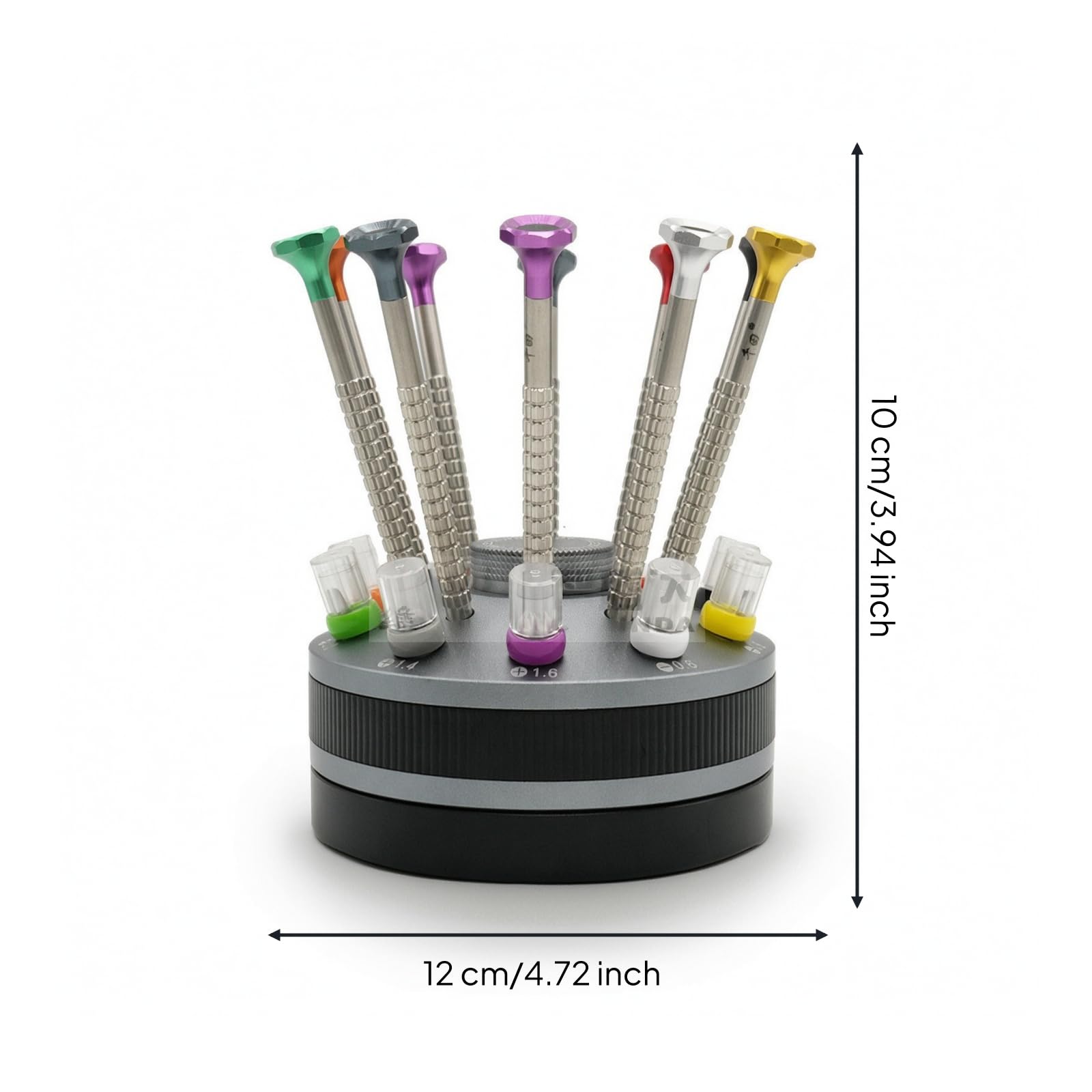 Kit Destornilladores con Soporte Giratorio Profesional Kit Reparación Electrónica Portátil Herramientas para Técnicos, Gris
