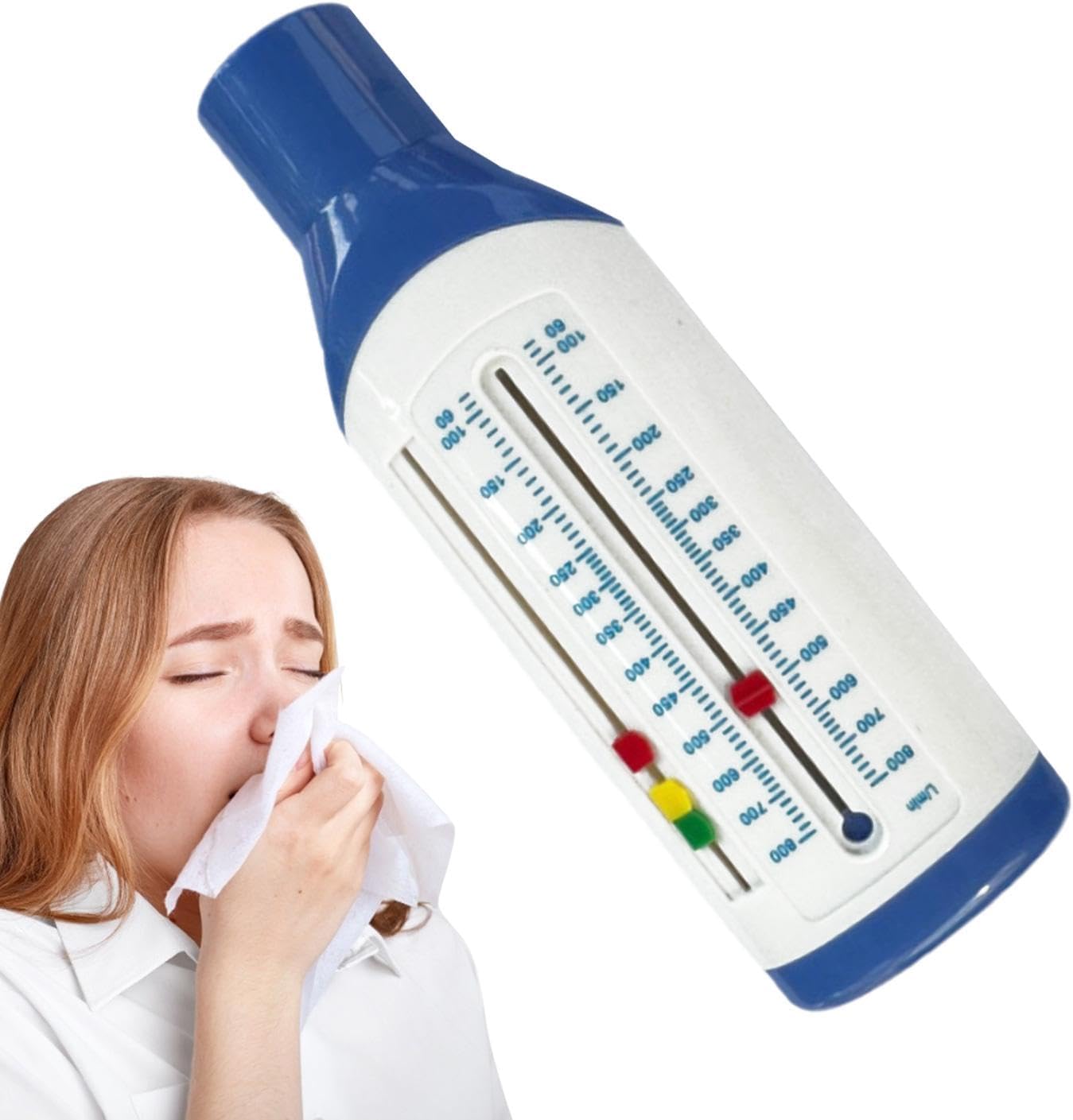 Easy Pe-ak Flo-w Meter for Monitoring Lung Function - Expiratory Flo-w Meter - Spirometer Respiratory Measurement System - Portable Spirometry Meter for Deep Breathing Training Children Adults