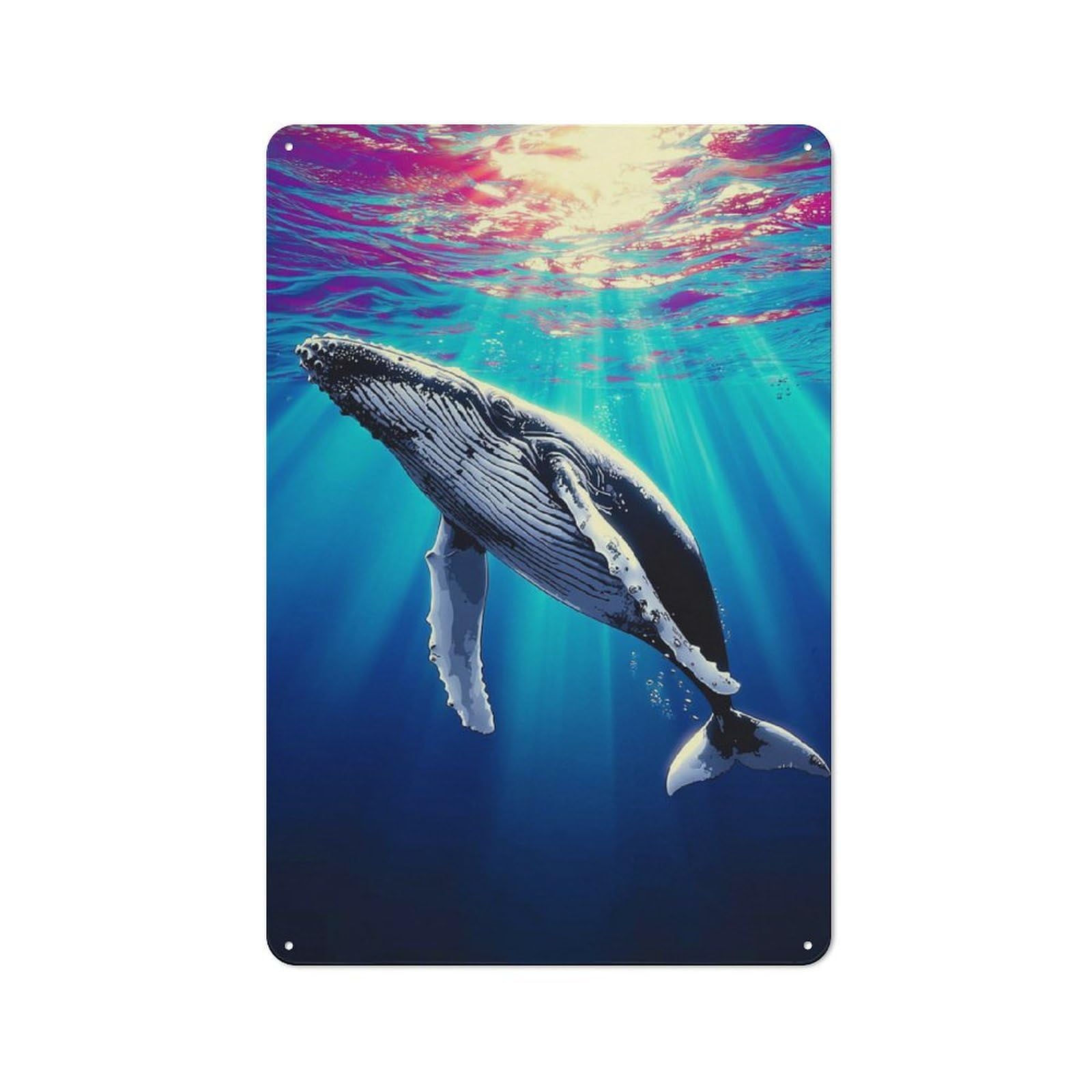 Junmoney Whale Swimming Underwater-1 Farmhouse Metal Sign With Design 30X20cm, Rustic Rustic Kitchen Decor For Dining Room, Cafe, Entryway Or Family Room