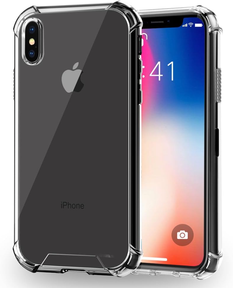 iPhone X Case, Ultra Thin and Slim Clear Soft TPU Bumper Hard Back Panel Anti-Scratch Protective Cover for Apple iPhone X 10 (Clear)