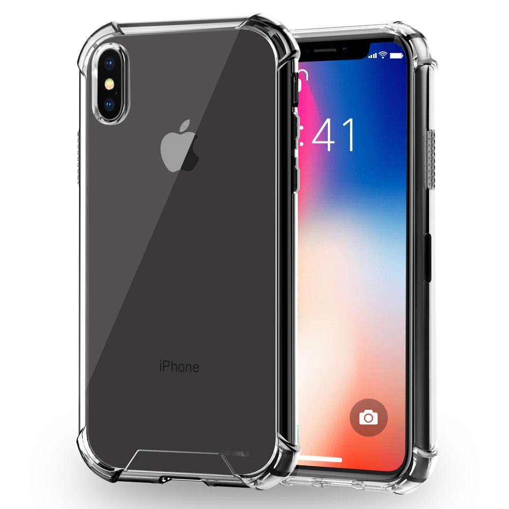iPhone X Case, Ultra Thin and Slim Clear Soft TPU Bumper Hard Back Panel Anti-Scratch Protective Cover for Apple iPhone X 10 (Clear)