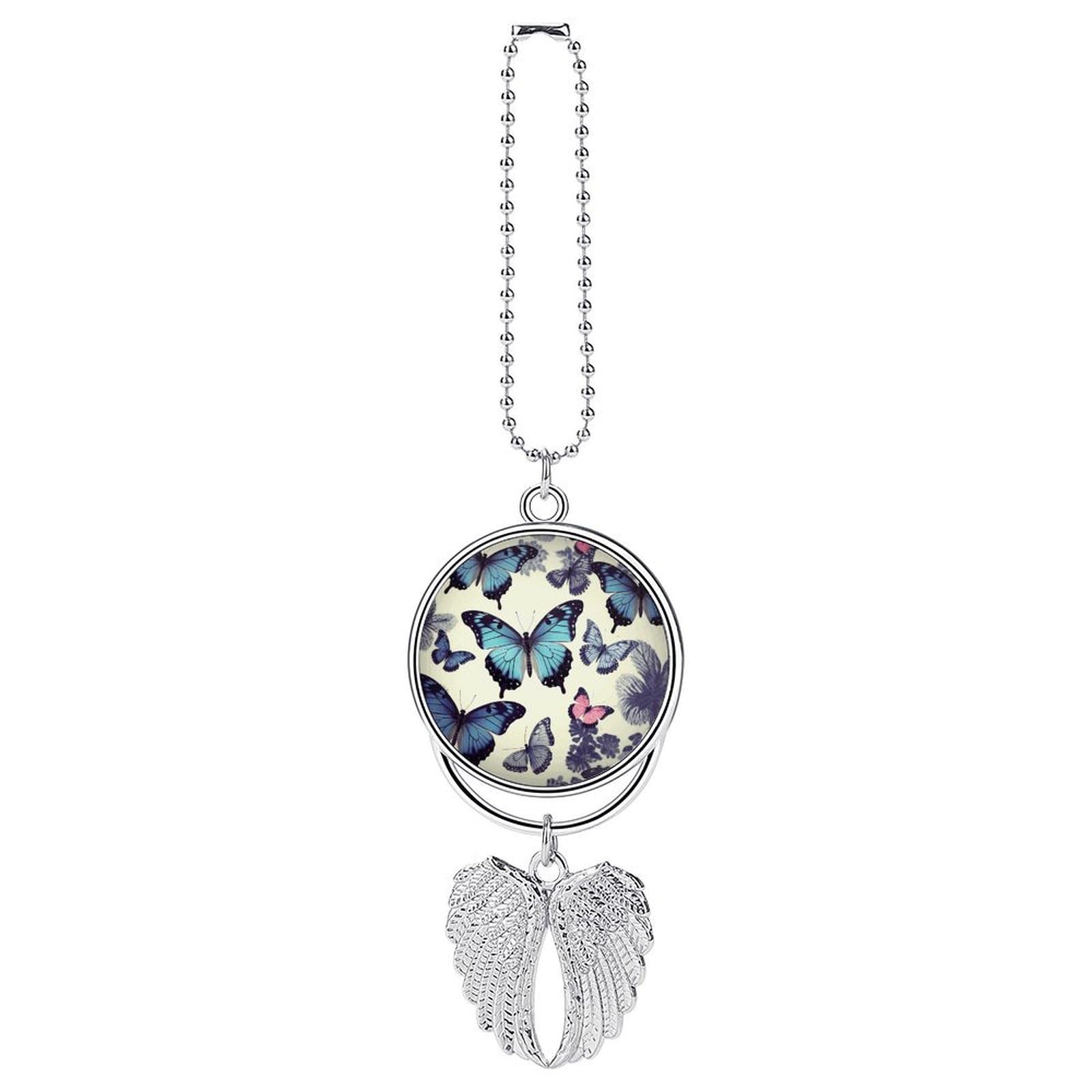 Beautiful Butterfly Car Pendant Rear View Mirror Hanging Ornament Auto Metal Charm for Aesthetic Interior Decor. Lucky Car Accessories Cute Funny Hanging Decor for Car Truck