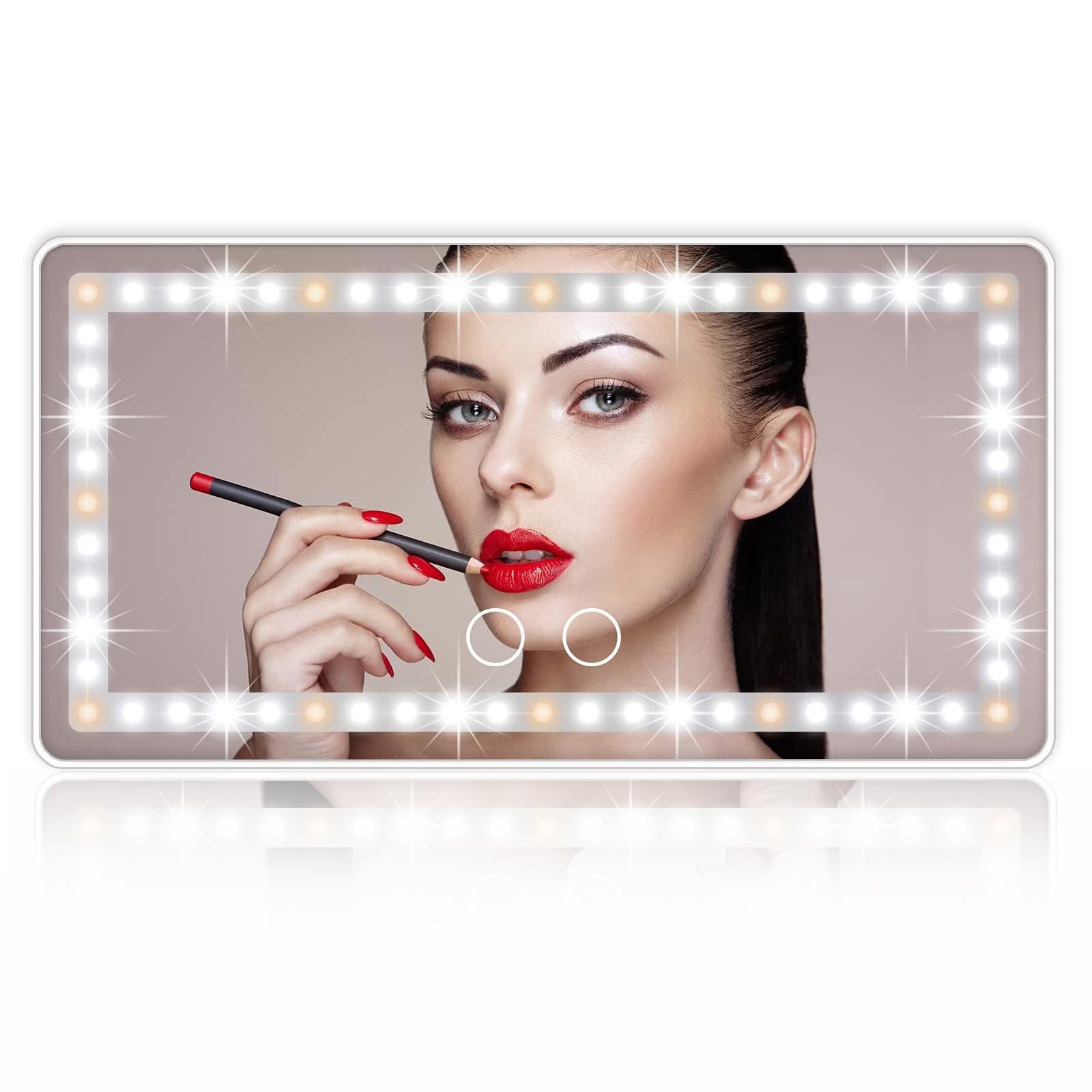 Vanexiss Car Sun Visor Vanity Mirror, Rechargeable Makeup Mirror with 3 Light Modes & 60 LEDs - Dimmable Clip-on Rear View Sun-Shading Cosmetic Mirror, Universal for Car SUV(Pure White)