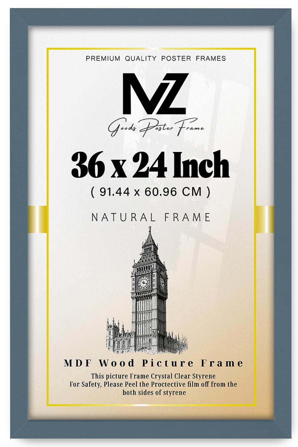 MZ GOODS | Dark Grey 3' 0" x 2' 0" Poster Frame (91.44 x 60.96 CM) Museum Quality, Ideal for Art Enthusiasts, Ready to Hang High-Definition Prints 36 x 24 Inch [ Dark Grey ]