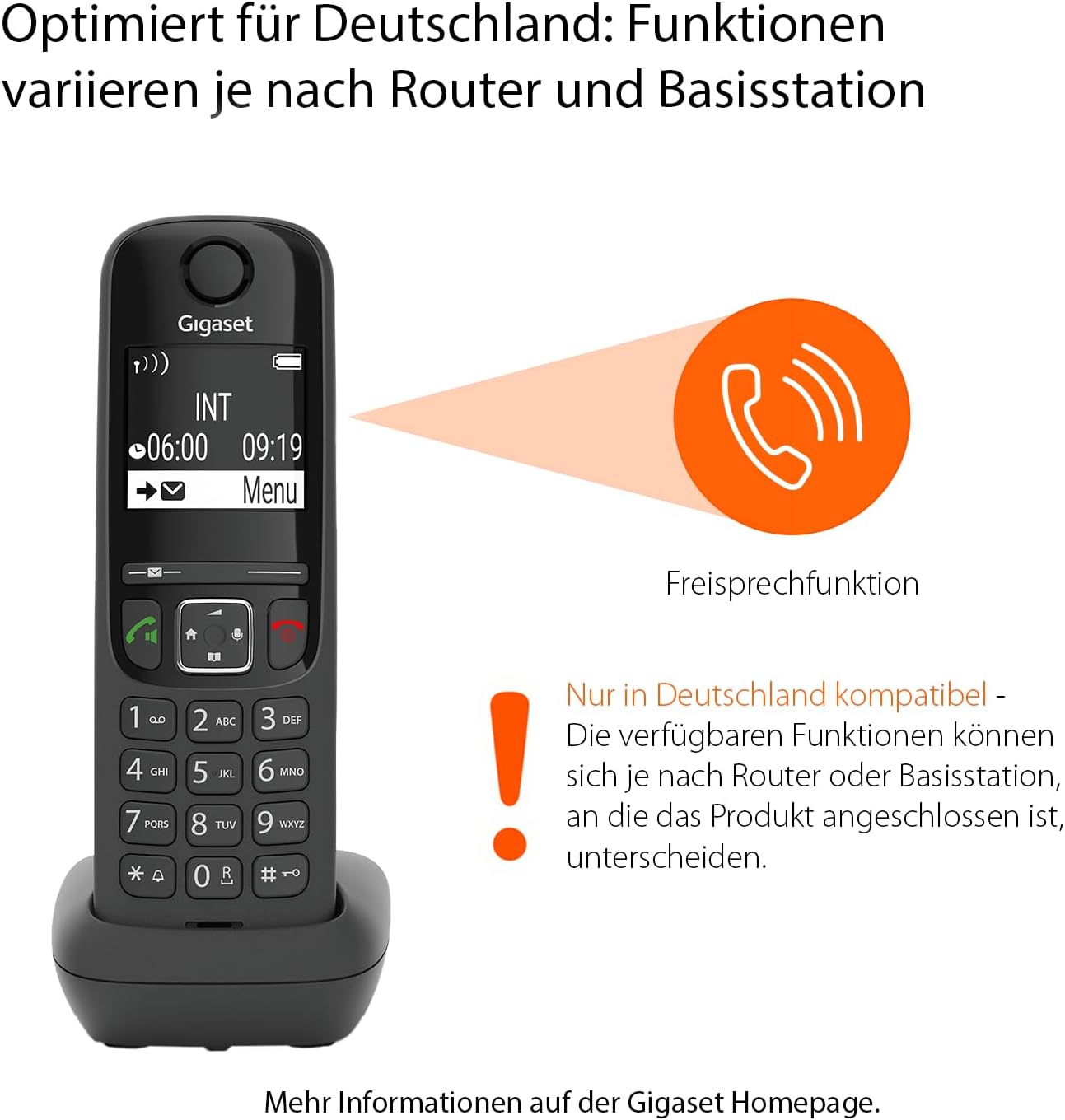 Gigaset AS690A Duo kijelző és gombok