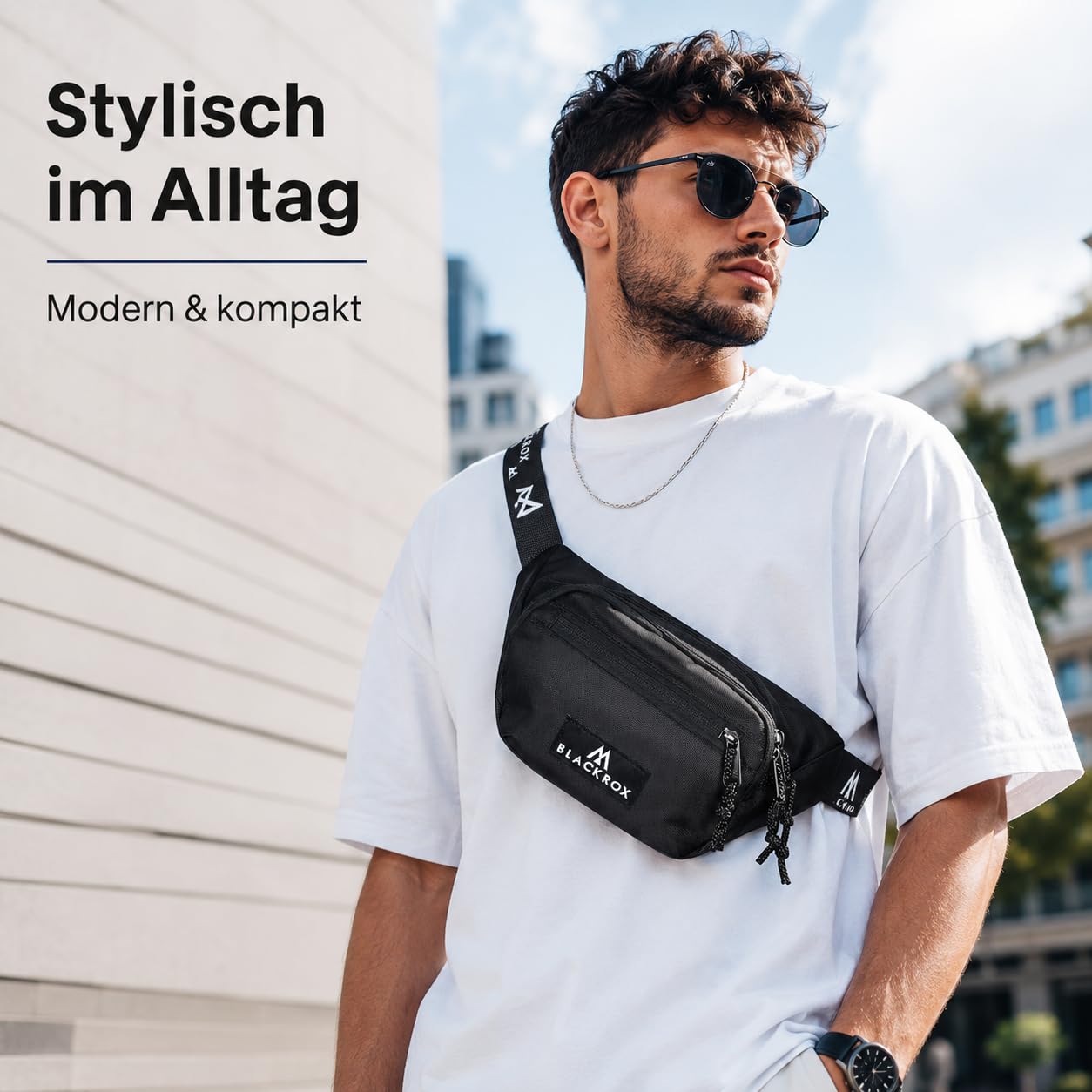 BLACKROX Gürteltasche Bauchtasche Unisex Hüfttasche, Geldgürtel, Sport & Fitness Damen & Herren, Wasserdicht Sporttasche, Outdoor, Laufgürtel, Waist Bag, Wandern,Reisen Schwarz