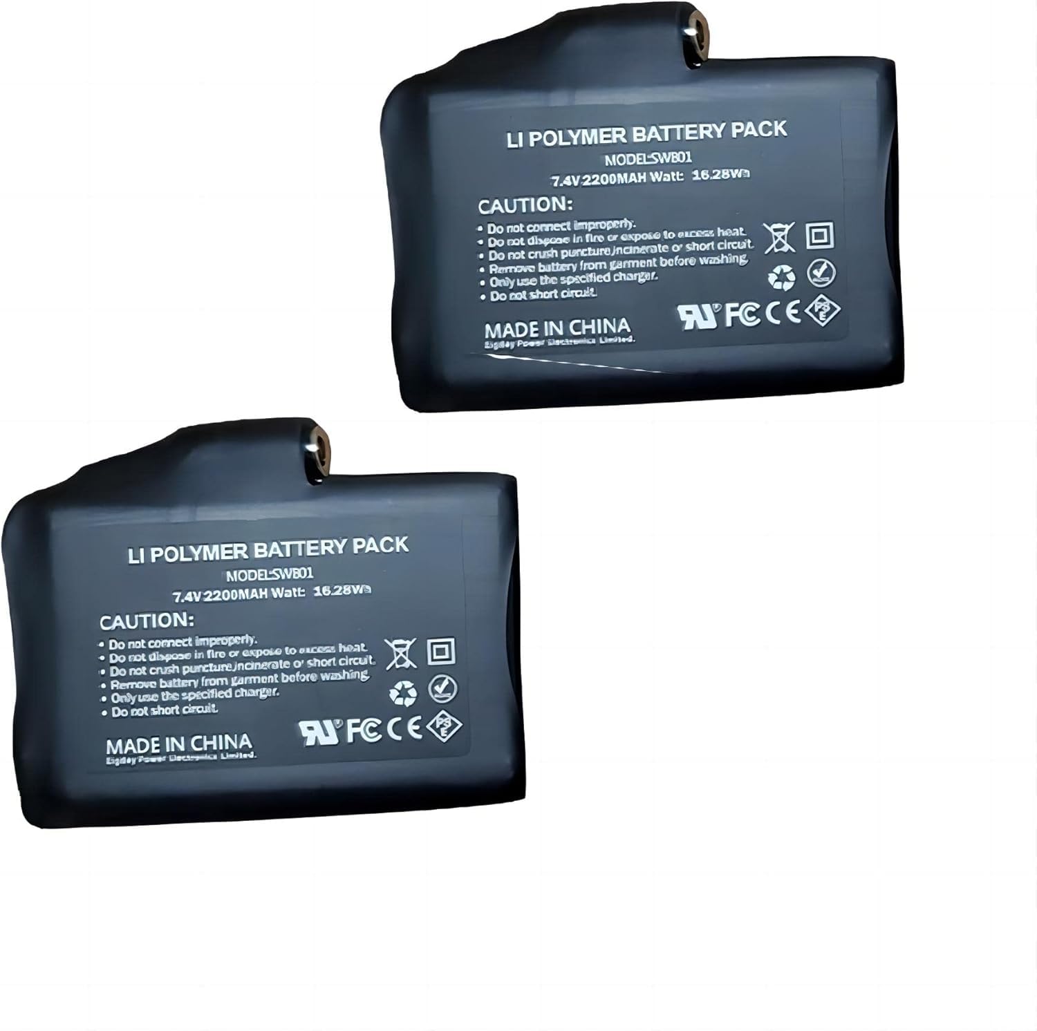 Riloer 2 szt. 7,4 V 2200 mAh akumulator litowo-polimerowy, akumulator litowo-jonowy akumulator litowo-jonowy akumulator polimerowy UL FCC certyfikat bezpieczeństwa czarne baterie pyłoszczelne