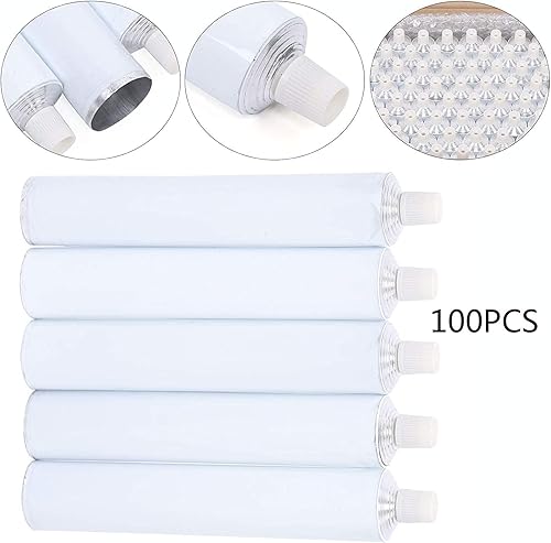 Miniatura 3 de Tubos vacíos de pasta de dientes, 100 piezas de 3.4 fl oz de aluminio reciclable tubo de pasta de dientes vacía con tapa de aguja, tubos