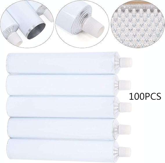 100pcs 100ml Aluminum Recyclable Empty Toothpaste Tubes with Needle Cap, Refillable Travel Squeeze Bottles for Cosmetic Samples