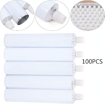 100pcs 100ml Aluminum Recyclable Empty Toothpaste Tubes with Needle Cap, Refillable Travel Squeeze Bottles for Cosmetic Samples