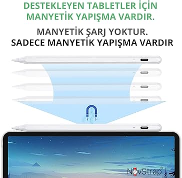NovStrap iPad ile Uyumlu Stylus Kalem Tablet Kalemi,iPad Pro 11/13 inç M4,iPad Air 11/13 inç M2,iPad 11/10/9/8/7 10.2,iPad Air 5/4 10.9,iPad Pro 12.9,iPad Mini 6/5 için Eğim Sensörlü Avuç İçi Reddi