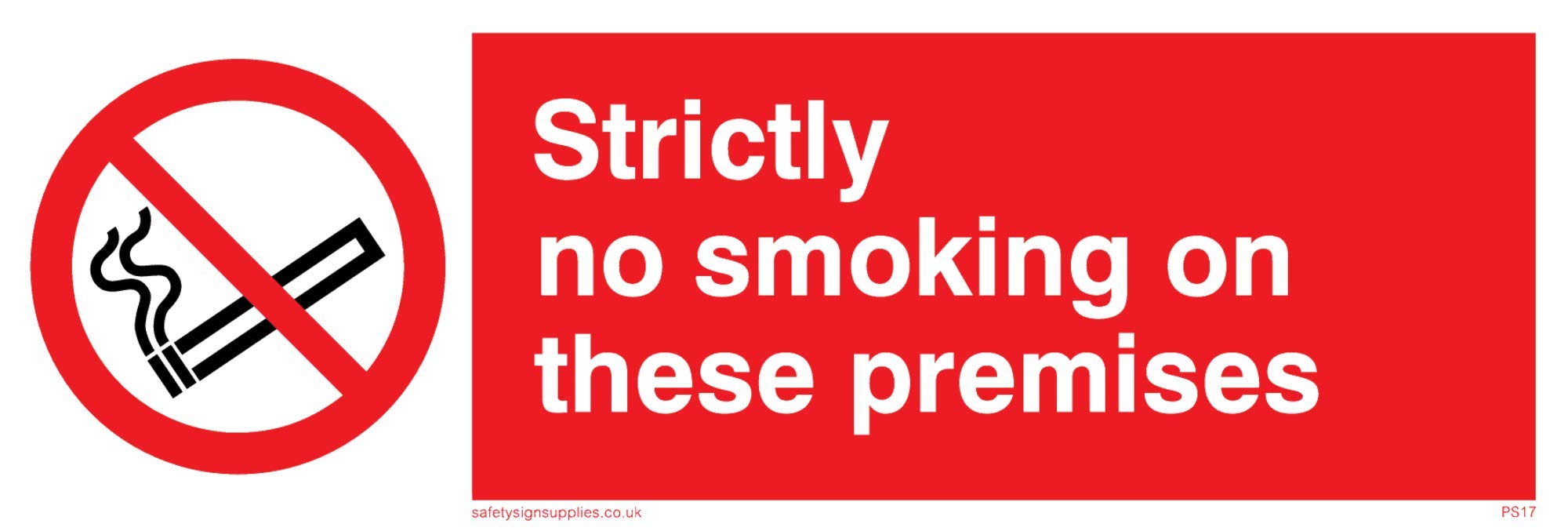 Viking Signs PS17-L15-3M "Strictly No Smoking On These Premises" Sign, Plastic, 3 mm Rigid, 50 mm H x 150 mm W