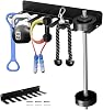 Gym Rack Organizer, Barbell Holder, 7 Slots Gym Equipment Storage Rack, Home Gyms Accessories Hanger, Wall Mount Hooks for Resistance Bands, Jump Ropes, Lifting Belt, Chains, Dumbbell