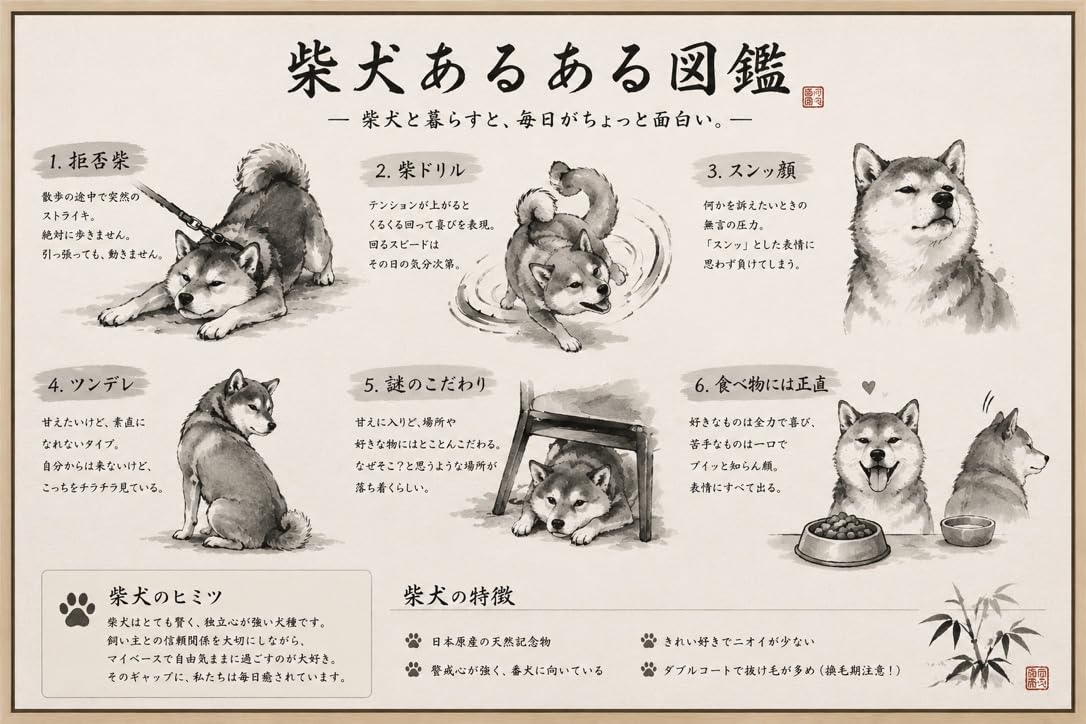 【真作保証】古長瑤子「柴犬」油彩4号 直筆サイン 裏書き有り 絵画 美術 Amazon.co.jp: 柴犬あるある図鑑 ポスター 水墨画風 インテリアアート