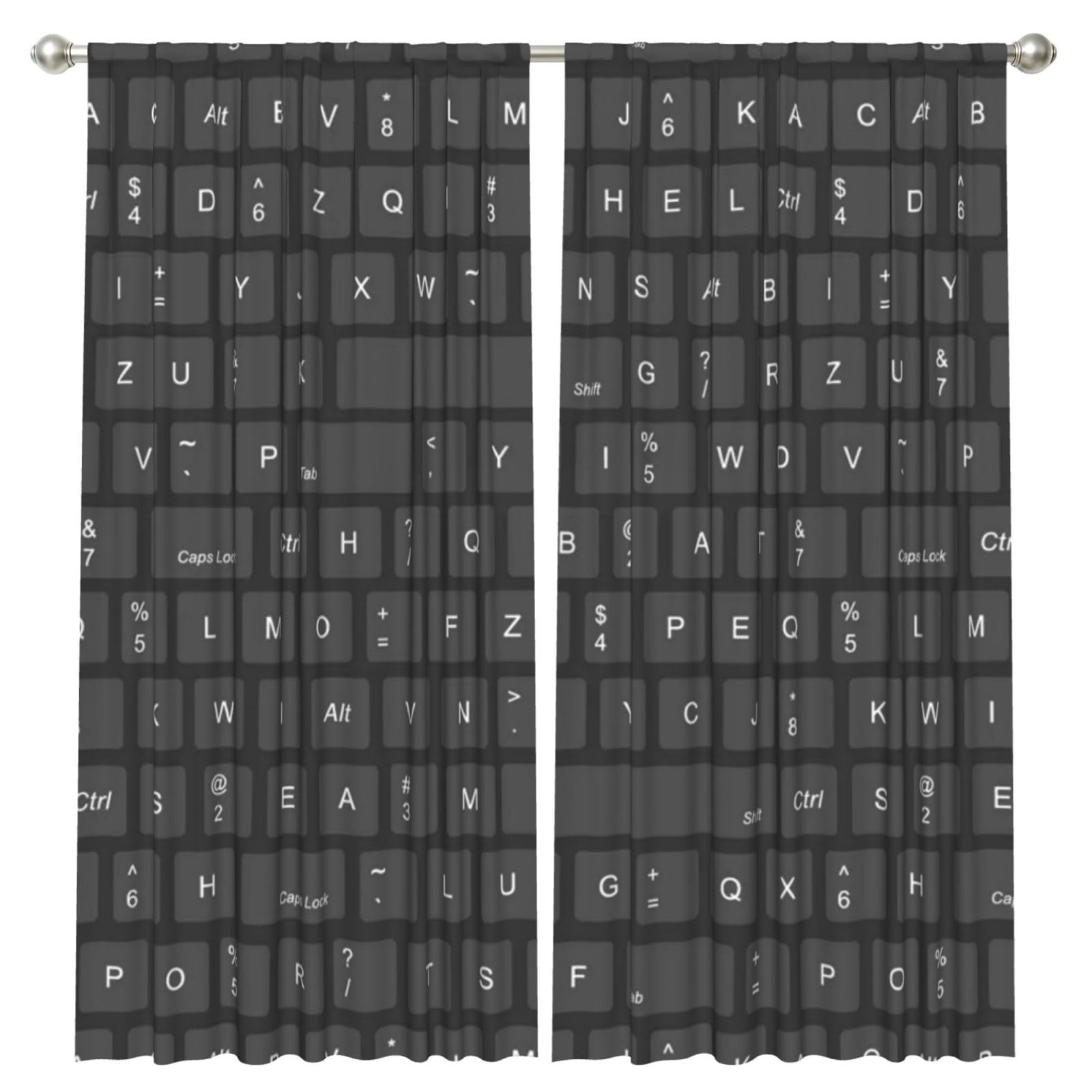 InOmak Computer Keyboard Background, 2 Panels Window Curtains 52 x 84 Inch Blackout Curtains for Living Room Bedroom