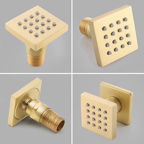 Miniatura 98 de HOMEDEC - Paquete de 6 chorros redondos de latón cepillado para masajes cuadrados de 2 pulgadas
