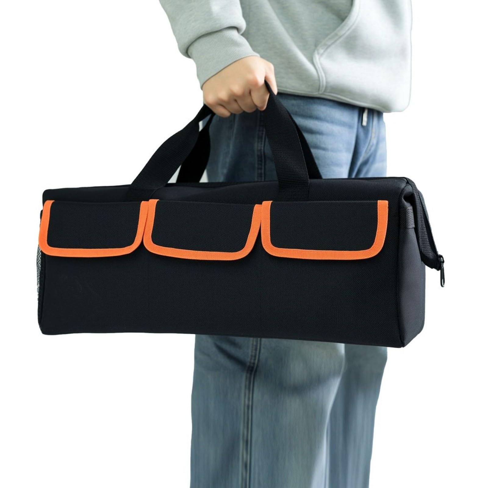 Borsa degli attrezzi di grande capacità, design sicuro con cerniera e comodi manici, perfetta per riporre gli attrezzi di lavoratori e università