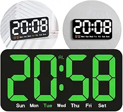 Relógio de Parede Digital LED, Display Hora e Dia da Semana, Ideal para Academia, Galpão, Recepção e Uso Comercial (Led Verde)