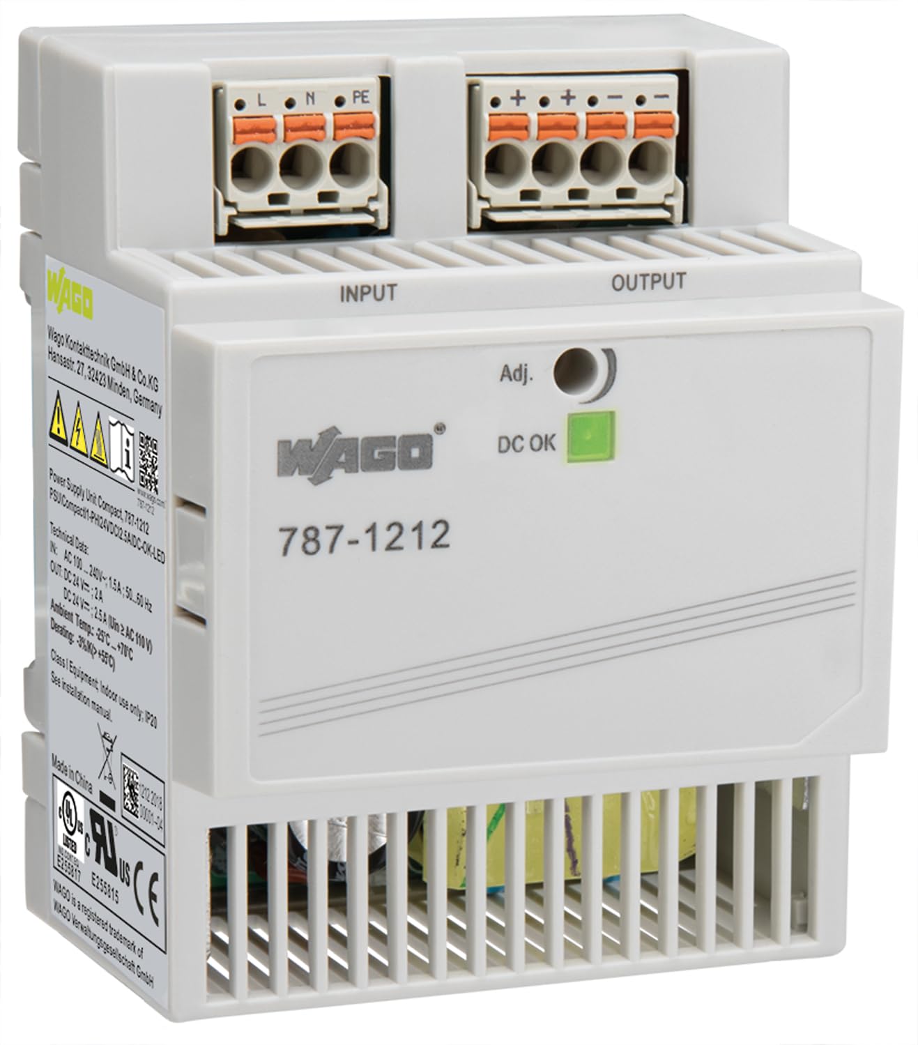 WAGO Compact Stromversorgung 787-1212 | 1-phasig, Power supply Primär getaktet, Hutschienen-Netzteil (DIN-Rail), DC 24 V, 2,5 A, DC-OK LED