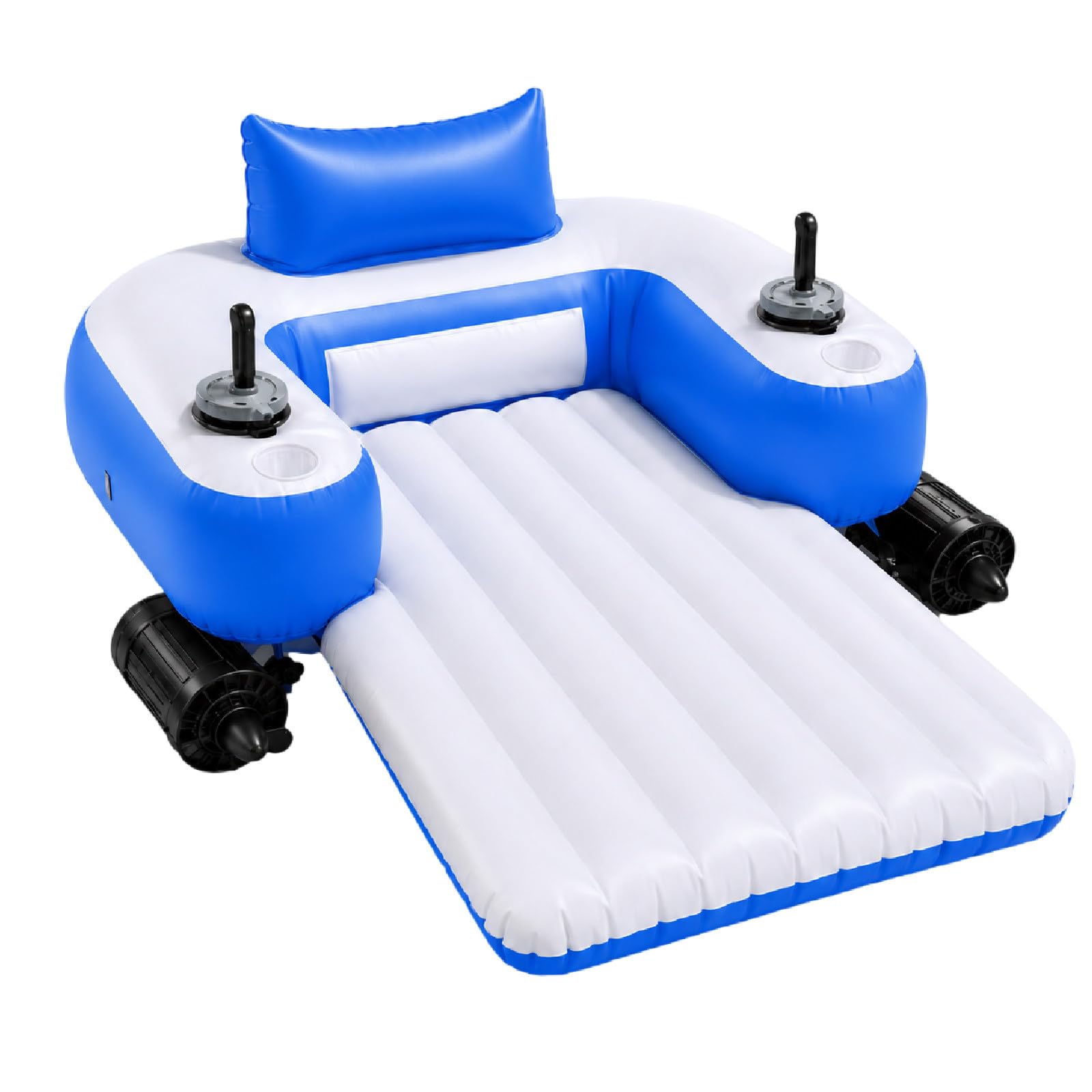 Materassino Galleggiante Motorizzato per Adulti, Lettino Gonfiabile con Opzione Motore Singolo/Doppio, Joystick di Controllo A 360°, Batteria da 5200 mAh, Portata Massima 150 kg B