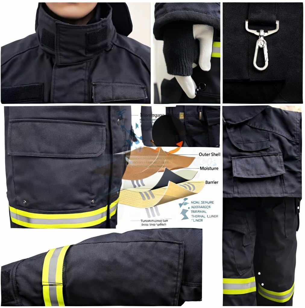 Firefighter Fire Suit - Turnout Gear Jacket & Pants with Overall Straps