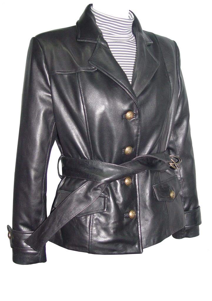 14P Size Women Petite Fashion 4195 Leather Casual Single Breast Coat Black