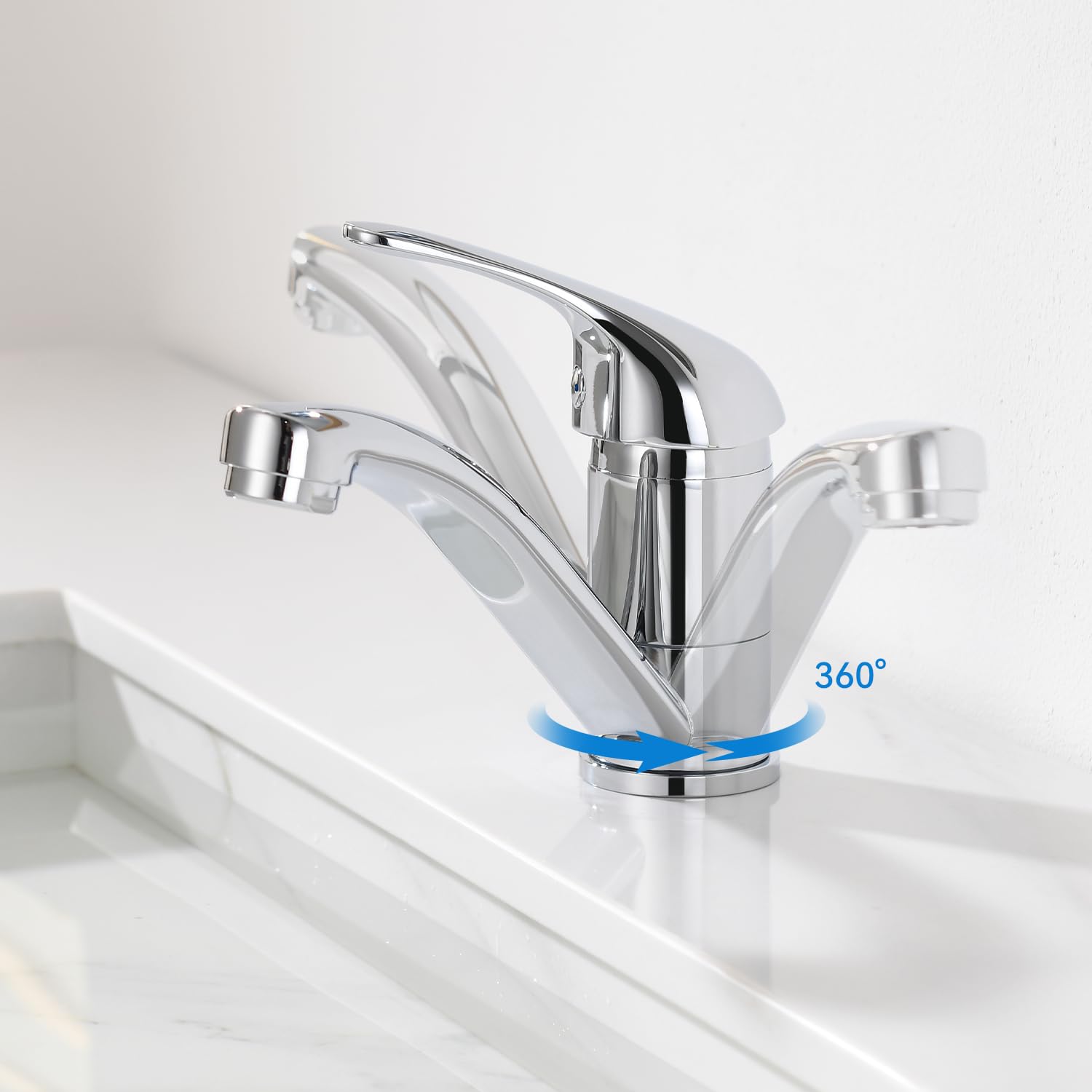Robinet Salle de Bain Mitigeur Lavabo Chromé, Petit Robinet Lave Main Acier Inox, Aérateur Amovible, Chaud et Froid Réglable, Hauteur de Bec de 87 mm