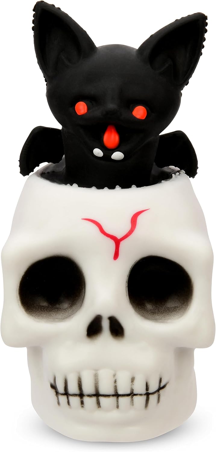 iscream Spooky Season Halloween Squeezy Pop-Up 3" Bat & Skull Stress Reliever