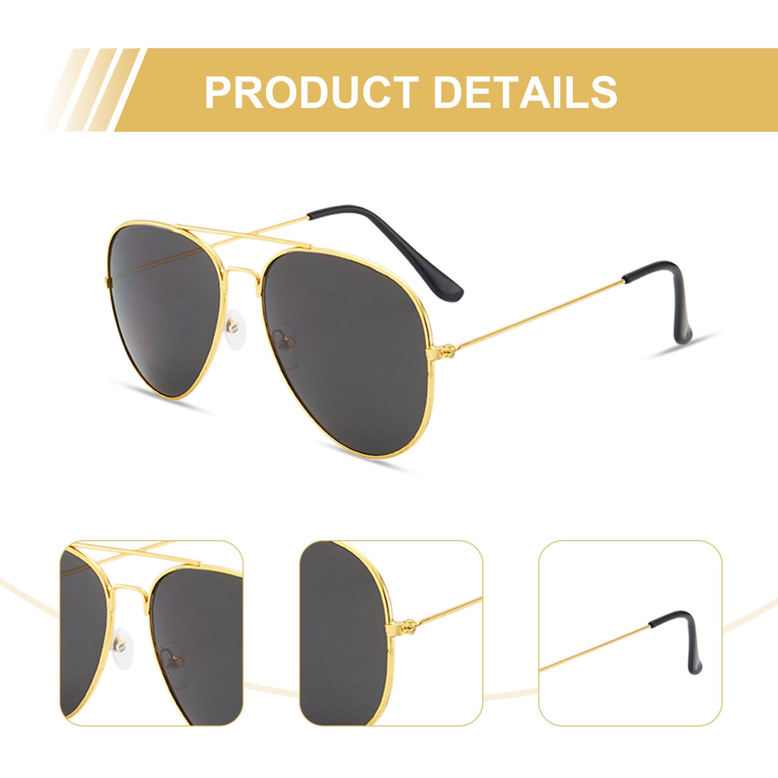 EUPSIIU 4 Pieces Aviators Glasses Pilot Fancy Dress Sunglasses and Dog Tag Solider Military Cosplay Army Costume Aviators Accessories for Men Women Adults Cosplay Dress up Party Theme Halloween (Army) - Image 3