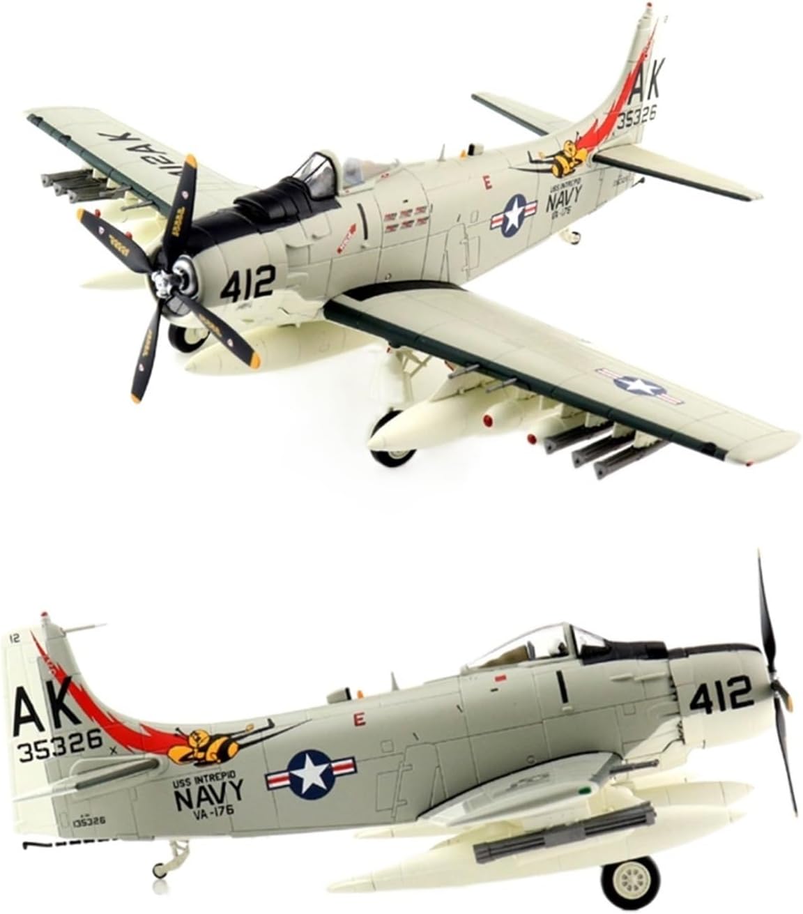Miniature Scale 1 72 for Us A-1H Fighter Model USS Intrepid Alloy Die-cast Aircraft Military Flying Toy Game Kits