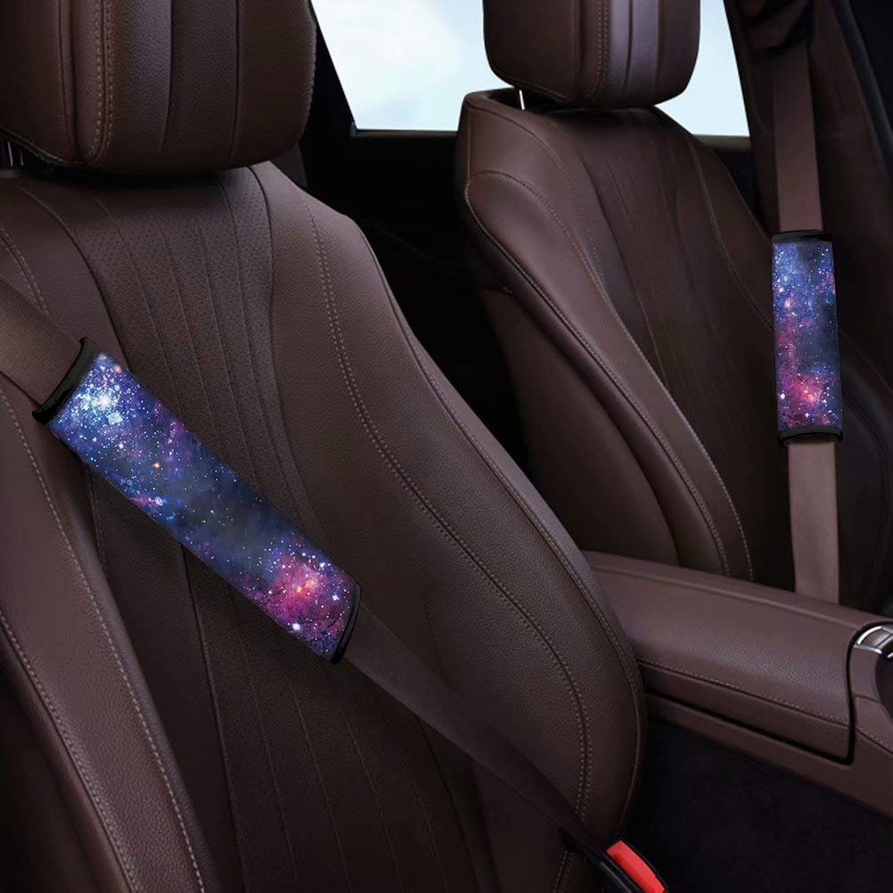 AFPANQZ 2-Pack Fanky Nebula Galaxy Car Seat Belt Pads Covers Harness Shoulder Straps Pad Cushion Safety Seatbelt Pillow Cover for Adults Comfortable Driving Adjustable Universal Fit Blue Purple