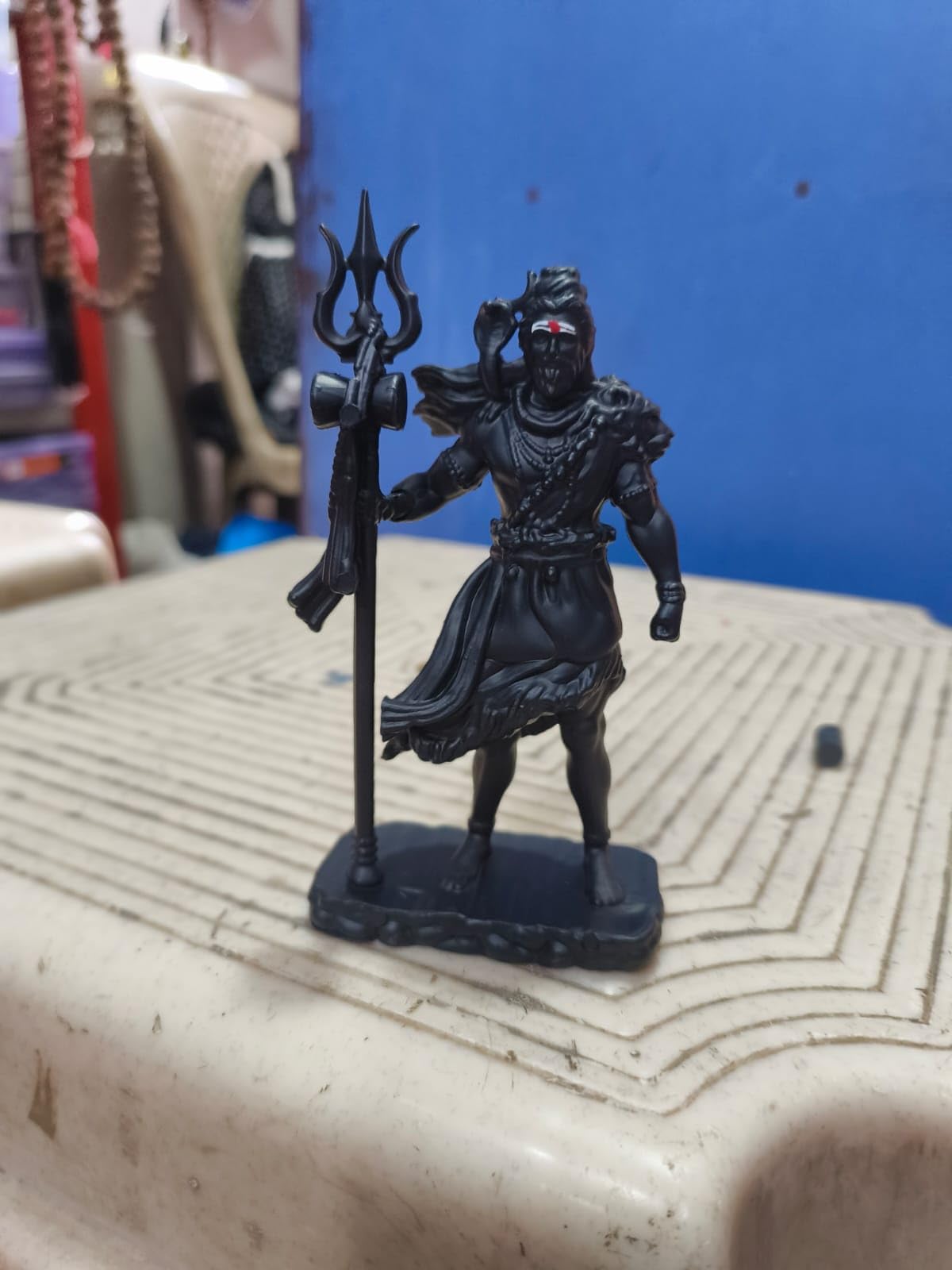 Statua del Signore Shiva con Tridente (Trishul) – Idol Mahadev nero statuetta decorativa per casa, ufficio, sala meditazione, altare, mensola decorazione e regalo