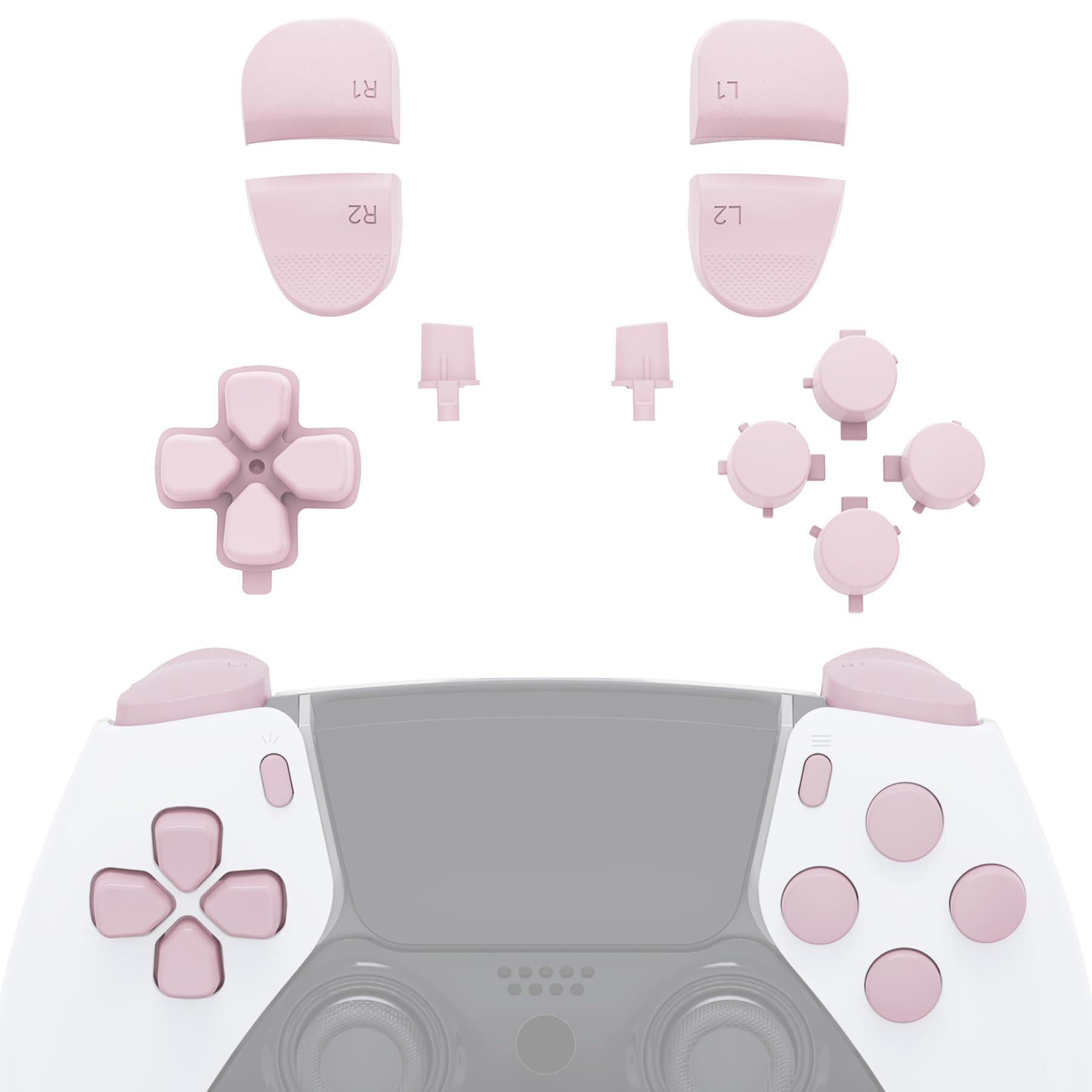 eXtremeRate Replacement Full Set Buttons Compatible with ps5 Edge Controller, Cherry Blossoms Pink D-pad Share Options Home Face Buttons R1 L1 R2 L2