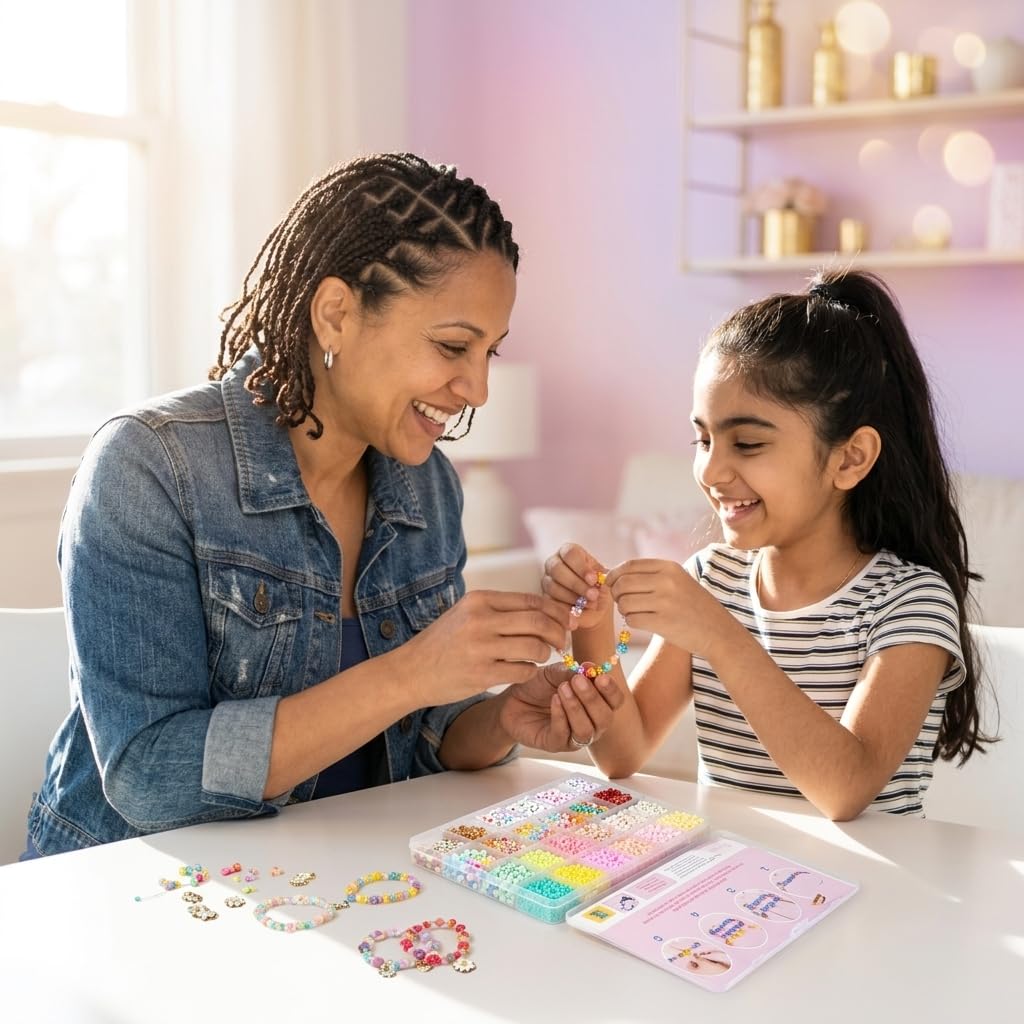 SANNIDHI 1200+ Pcs Clay Bracelet Making Kit for Girls Age 5-14 1