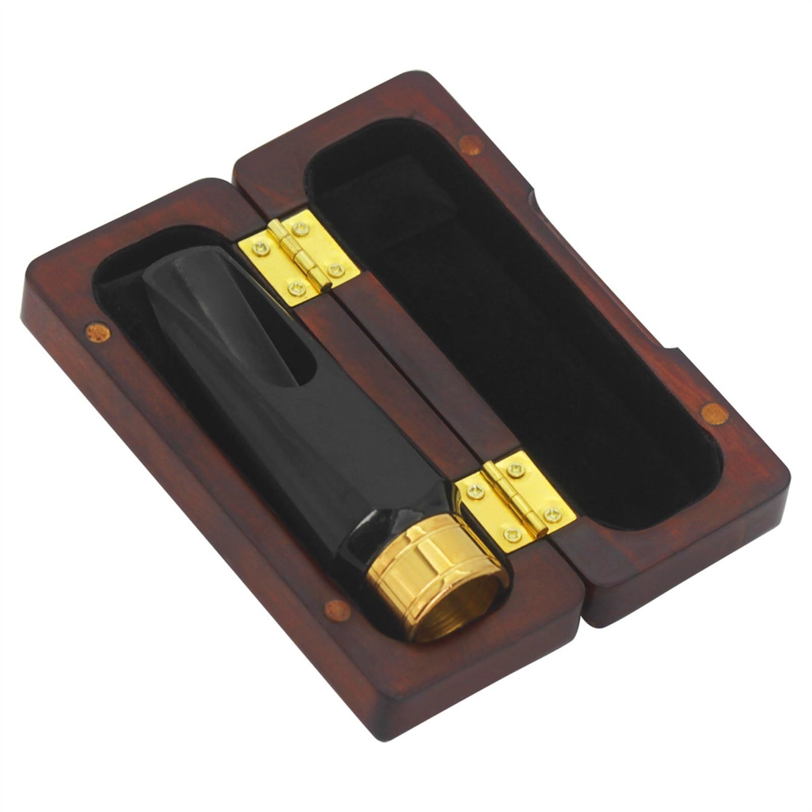 Saxofón Instrumentos Accesorio Caja De Boquilla De Caoba Para Saxofón Alto Y Juego De Accesorios Para Instrumentos De Viento Con Boquilla De Oro Negro