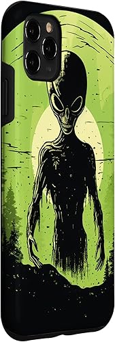 Vista 27 de iPhone 15 Pro Max Cute Green Alien Head UFO Space Face Alien Case