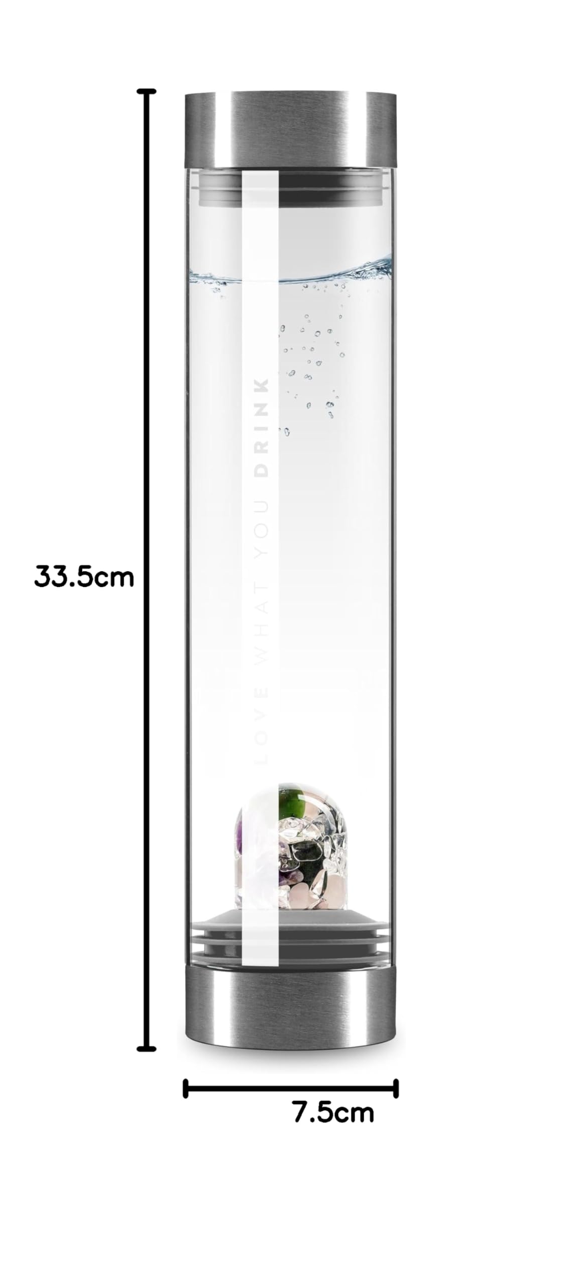 VitaJuwel Sana Premium BEAUTY - Jarra de agua de cristal con amatista, cuarzo rosa, jade y cuarzo transparente, relajación, rejuvenecimiento y amor propio