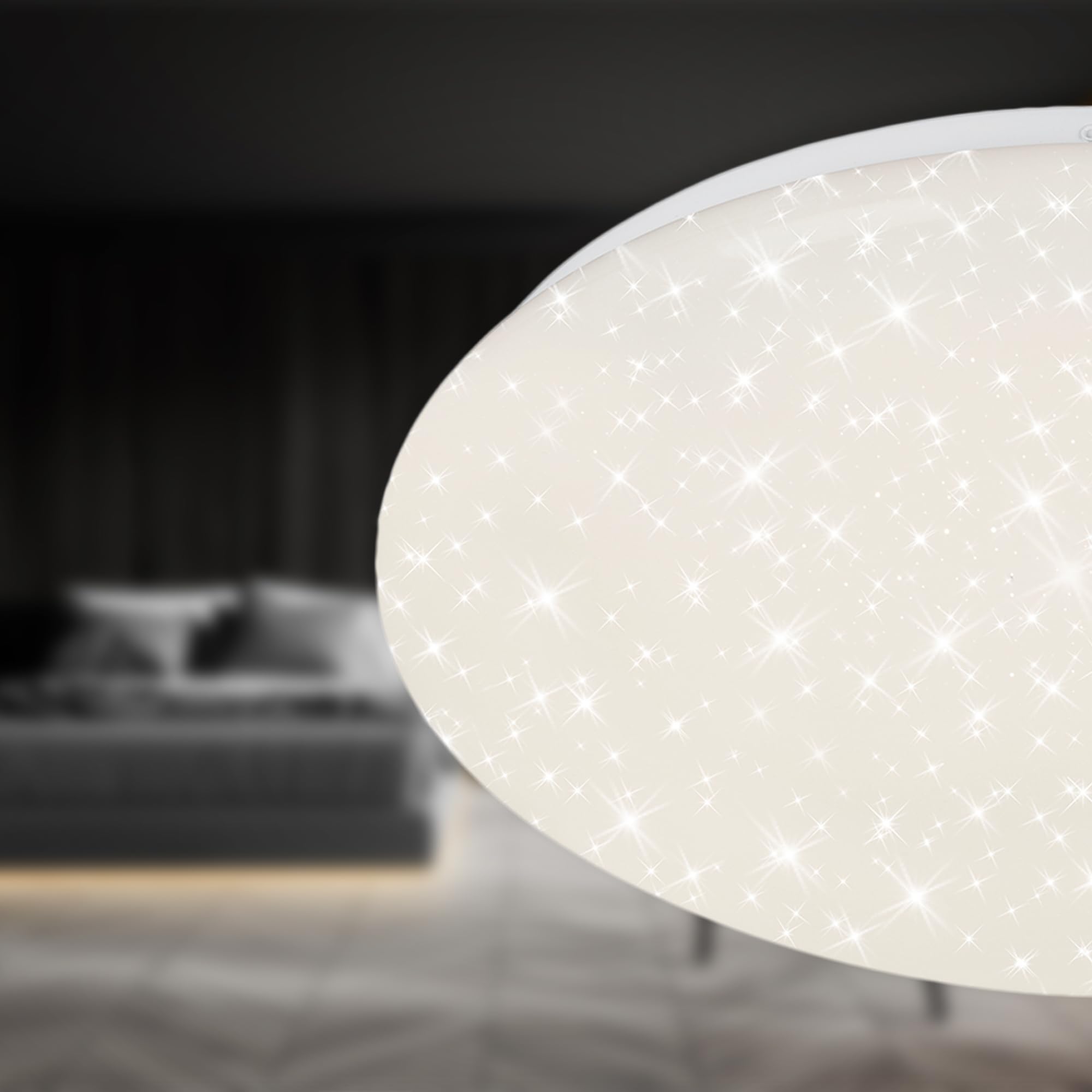 Briloner Plafoniera a LED da soffitto, Dimmerabile, stelle, regolazione della temperatura di colore con telecomando, 22 W, 2200 lumen, da 3000 a 6500 K, 38 cm, da bianco freddo a bianco caldo