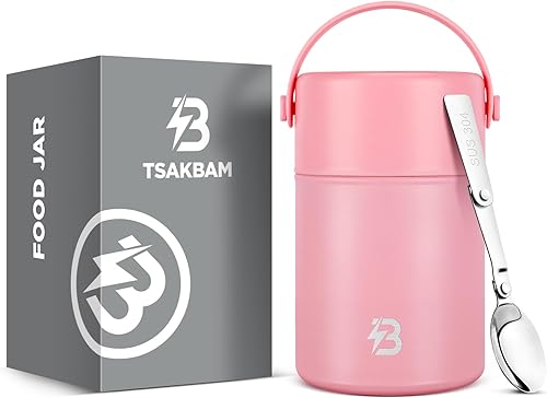 Miniatura 10 de Termo para comida caliente, tarro térmico de comida de 35 onzas, recipiente térmico de comida con boca ancha aislado con cuchara para adultos