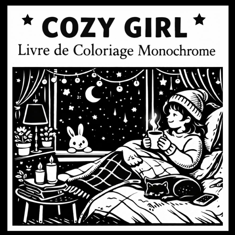 Cozy Girl Monochrome – Livre de Coloriage: Scènes mignonnes et apaisantes pour la détente (Lea – Collection Détente)