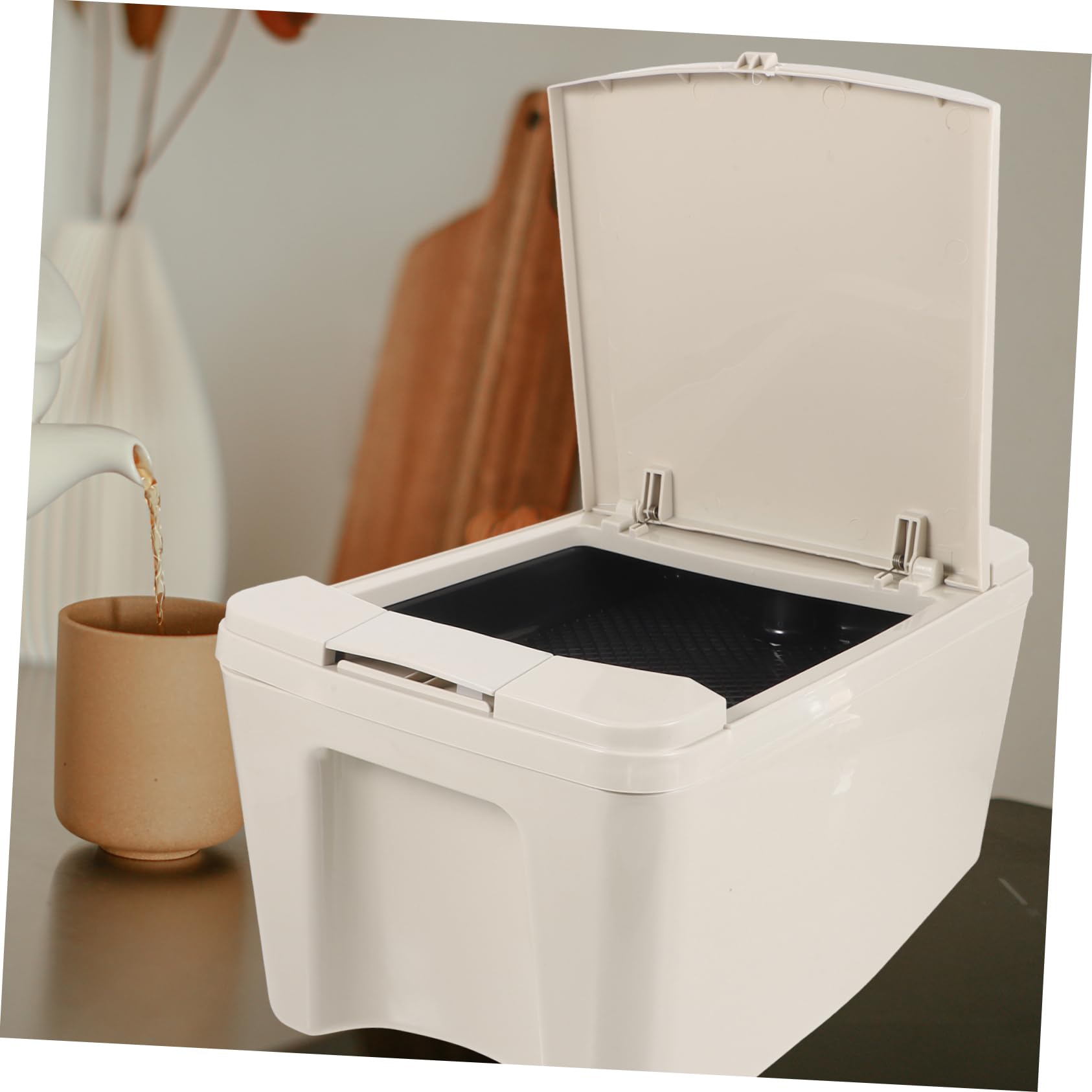 PRETYZOOM Gallon Bucket for Tea Residue Plastic Rectangle Gallon Bucket Lid Easy to Cle