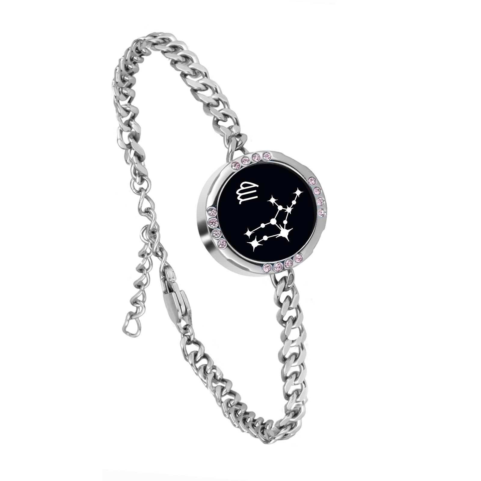 Single Bracelet– Long Distance Touch Bracelets Jewelry, Remote Smart Love Bracelet,Send SOS SMS Relationship Bracelets constellations for Couples Lovers Friends Valentine's Day Gifts Black / Silver